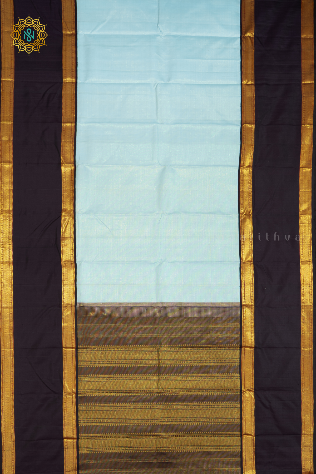 AQUA BLUE WITH DEEP WINE - PURE KANJIVARAM SILK