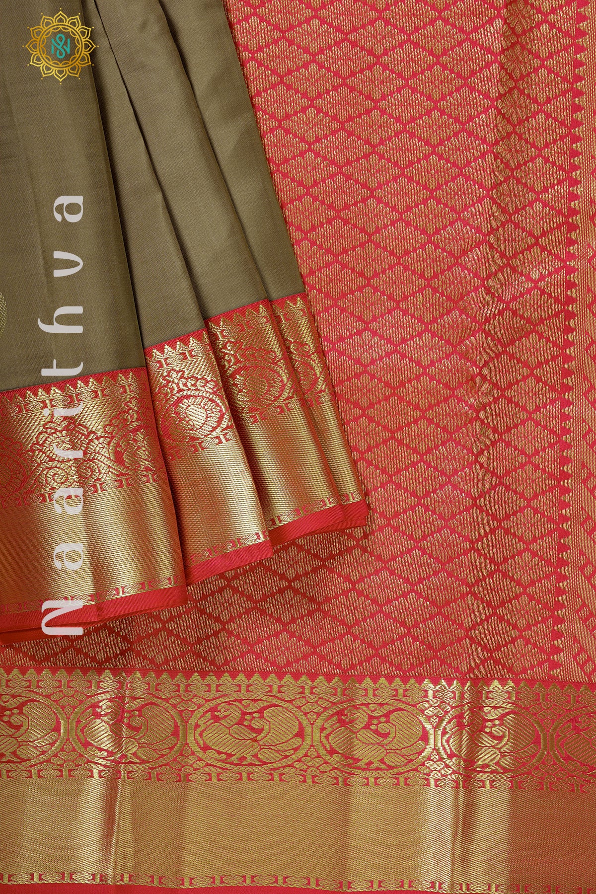 PALE GREEN WITH PINKISH RED - KANJIVARAM PURE MIX