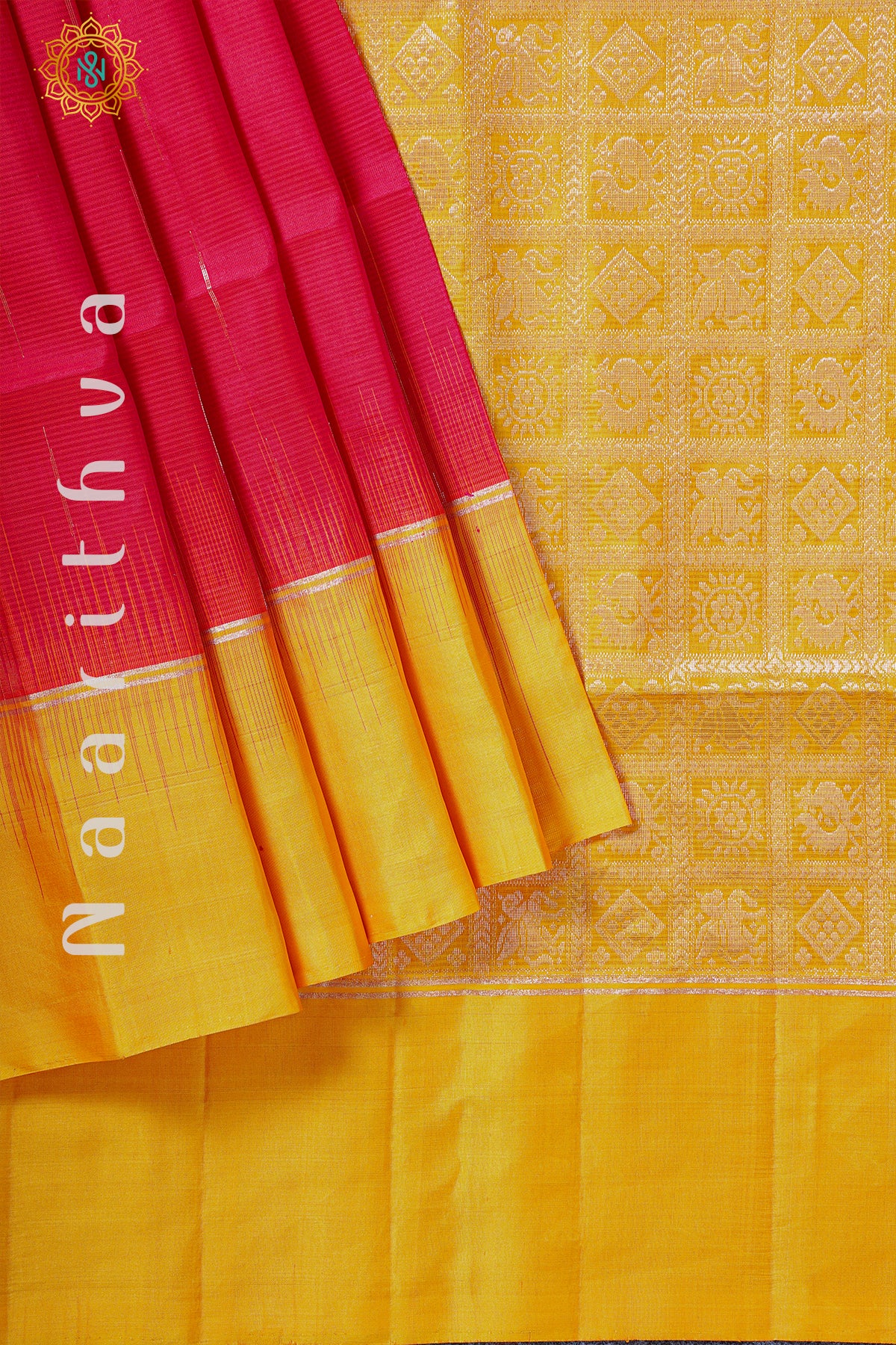 PINK WITH YELLOW - PURE KANJIVARAM SOFT SILK