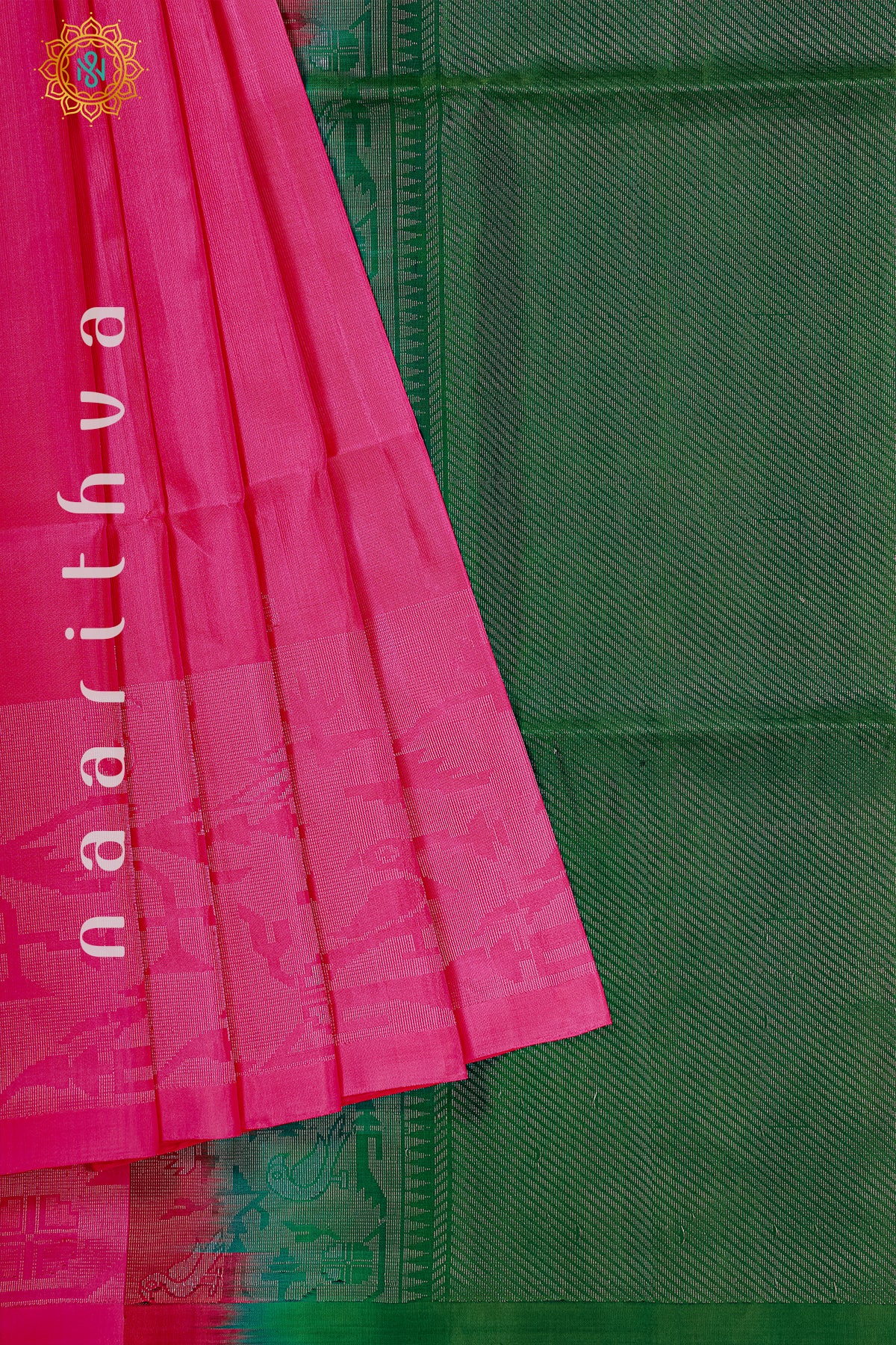 PINK WITH GREEN - PURE KANJIVARAM SOFT SILK