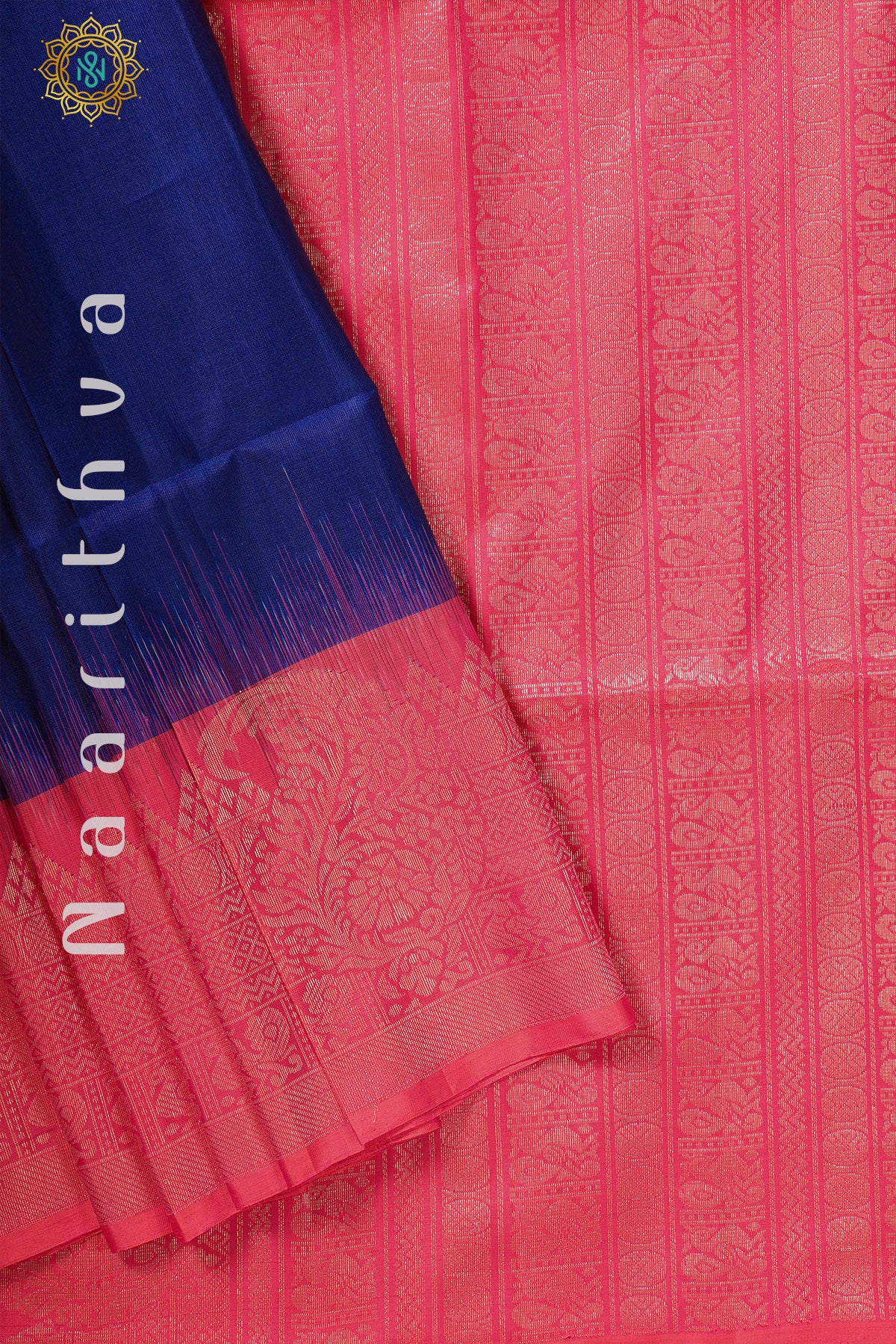 BLUE WITH PINK - PURE KANJIVARAM SOFT SILK