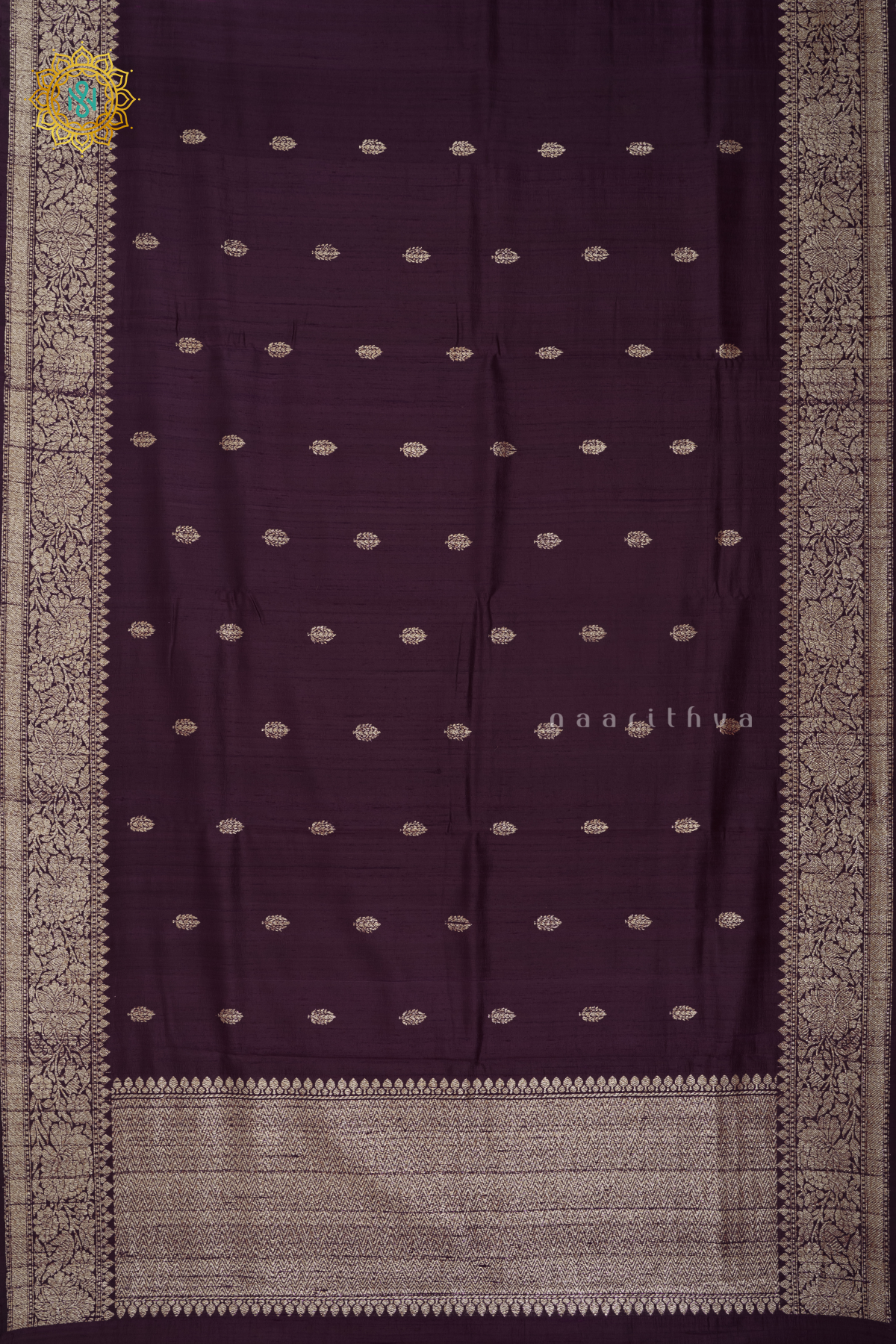 DEEP WINE WITH MAROON - PURE BANARASI RAW SILK