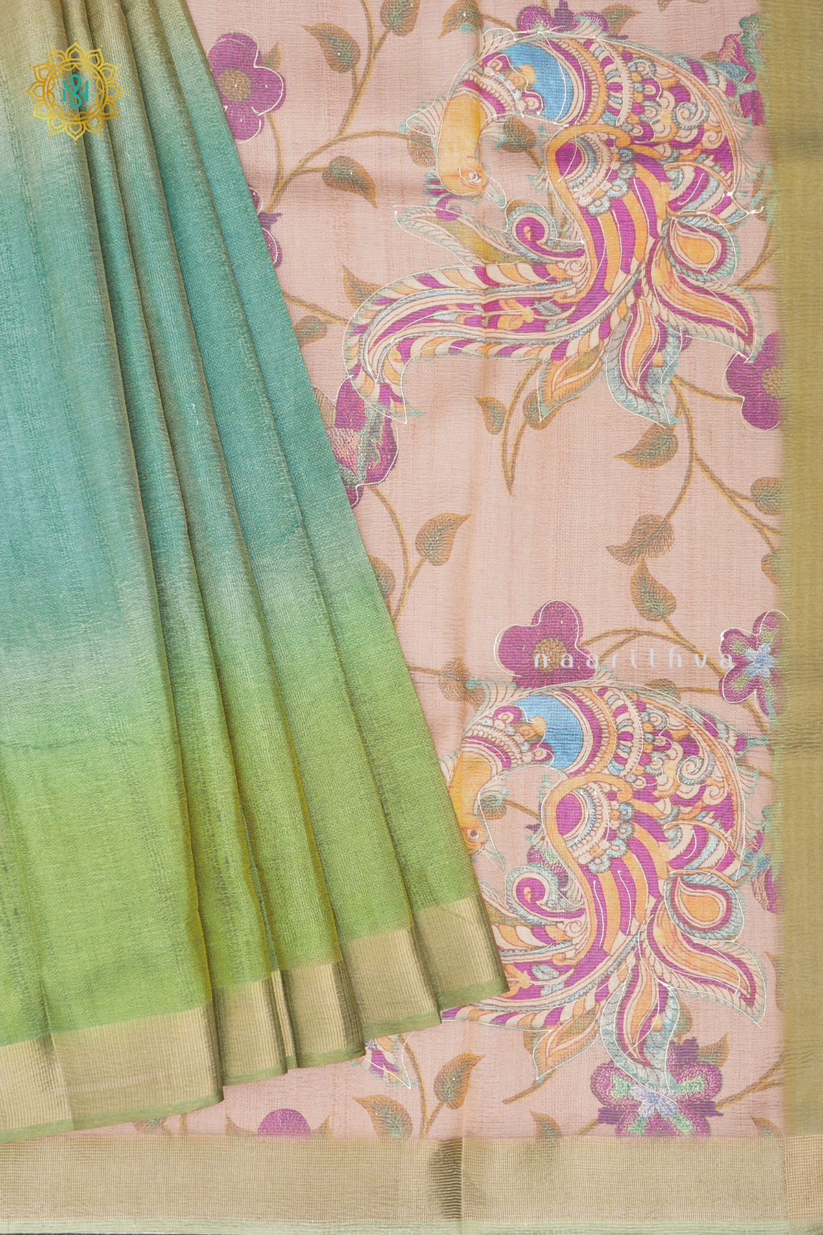 PEACH WITH GREEN - CRUSH TISSUE