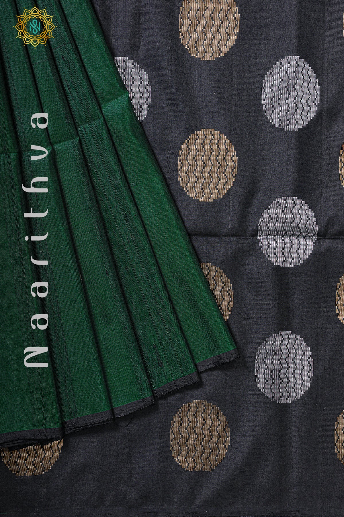 GREEN WITH BLACK - PURE KANJIVARAM SOFT SILK