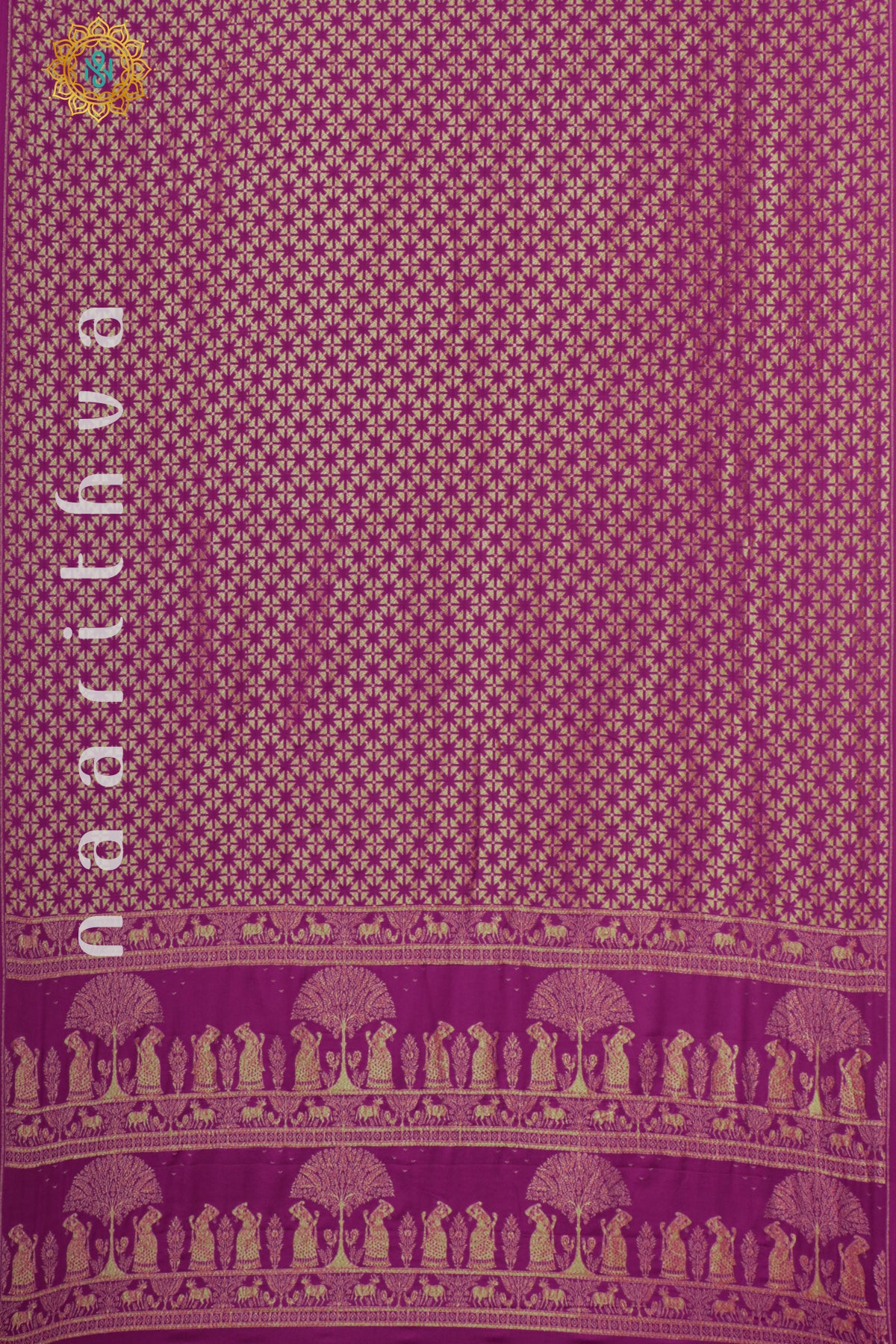 PINK WITH GREEN - PURE BANARASI CREPE