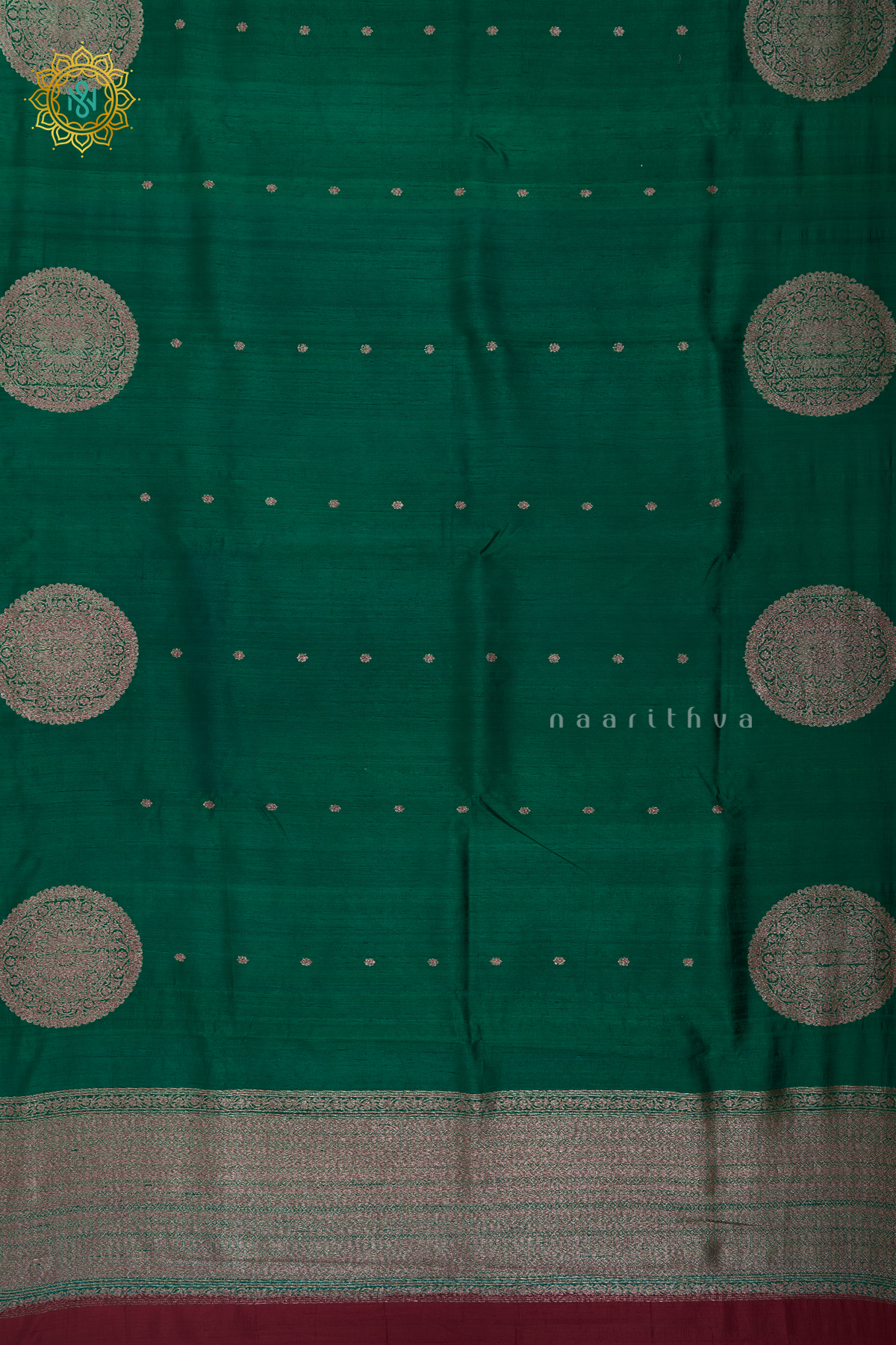 GREEN WITH RED - PURE BANARASI RAW SILK