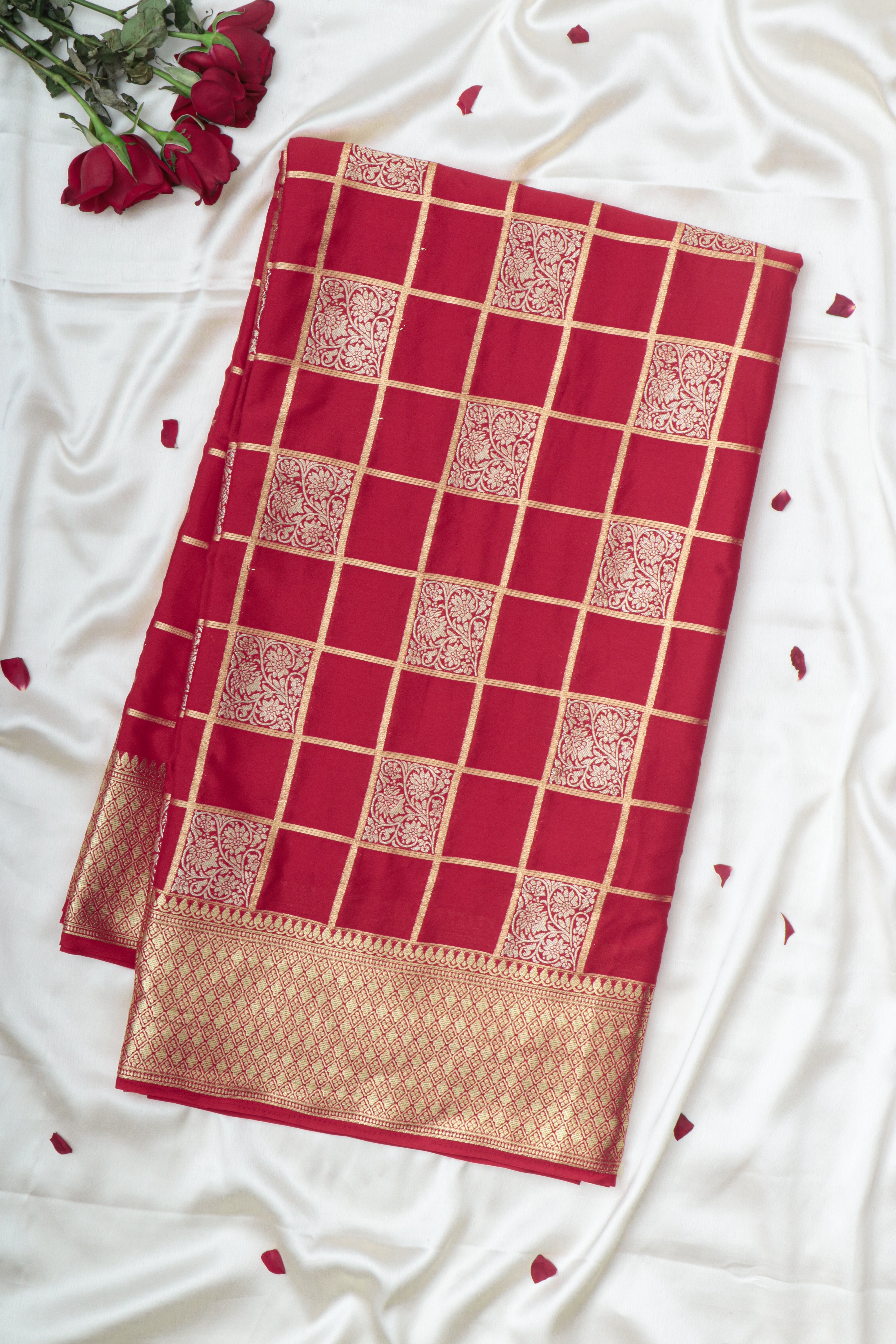 RED - SEMI MYSORE CREPE SILK