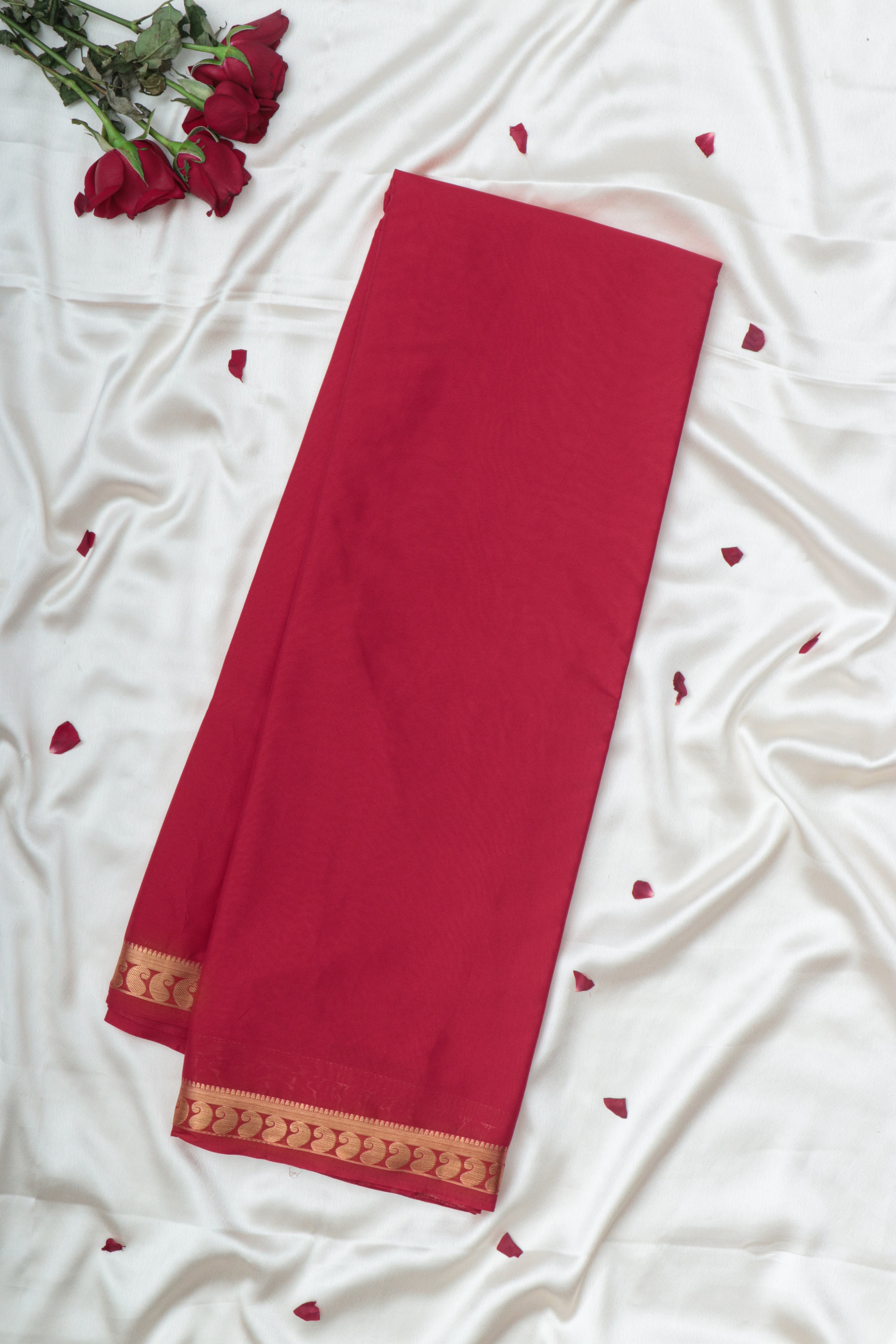 RED - SEMI MYSORE CREPE SILK