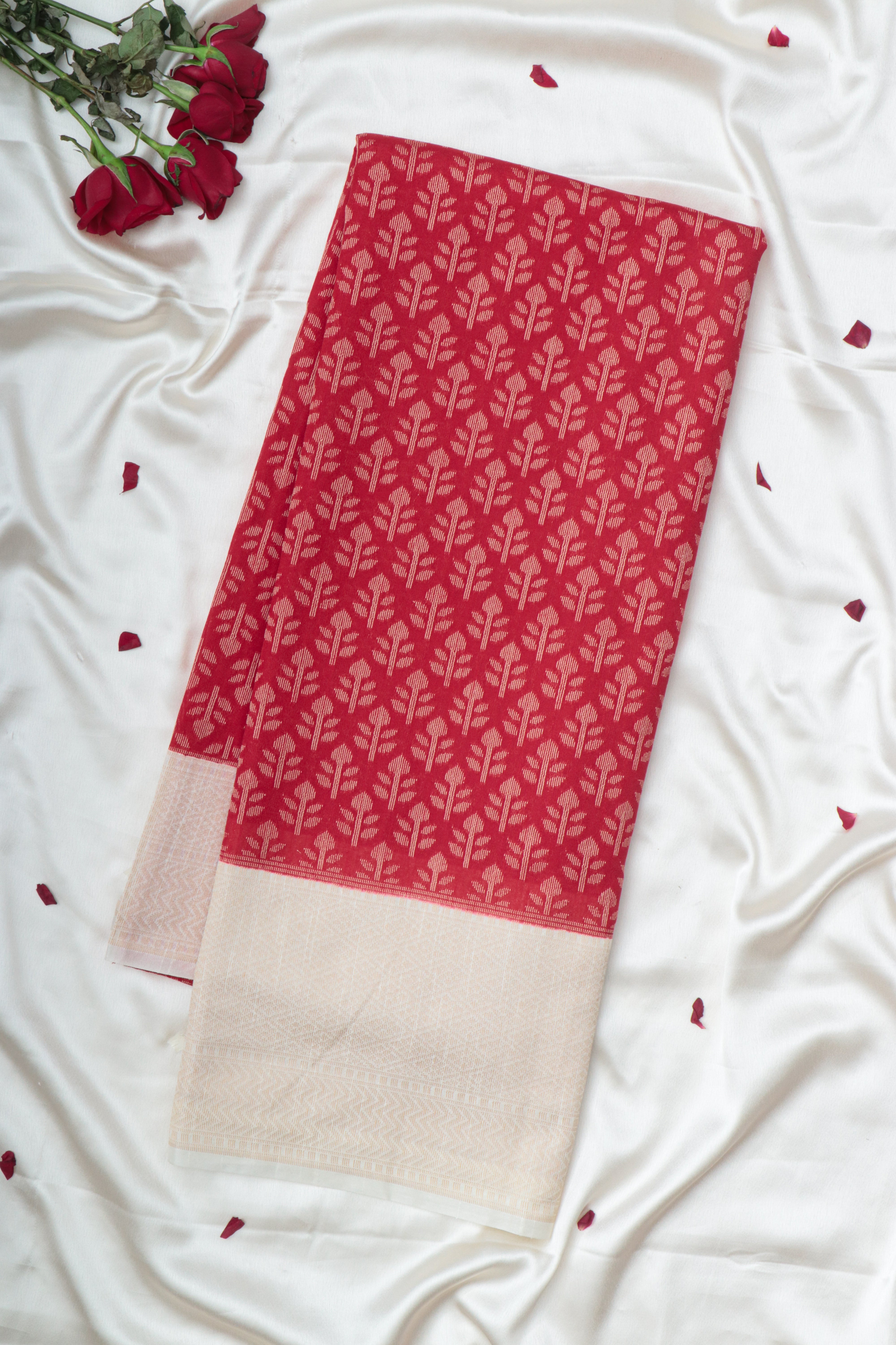 RED WITH OFF WHITE - JUTE COTTON