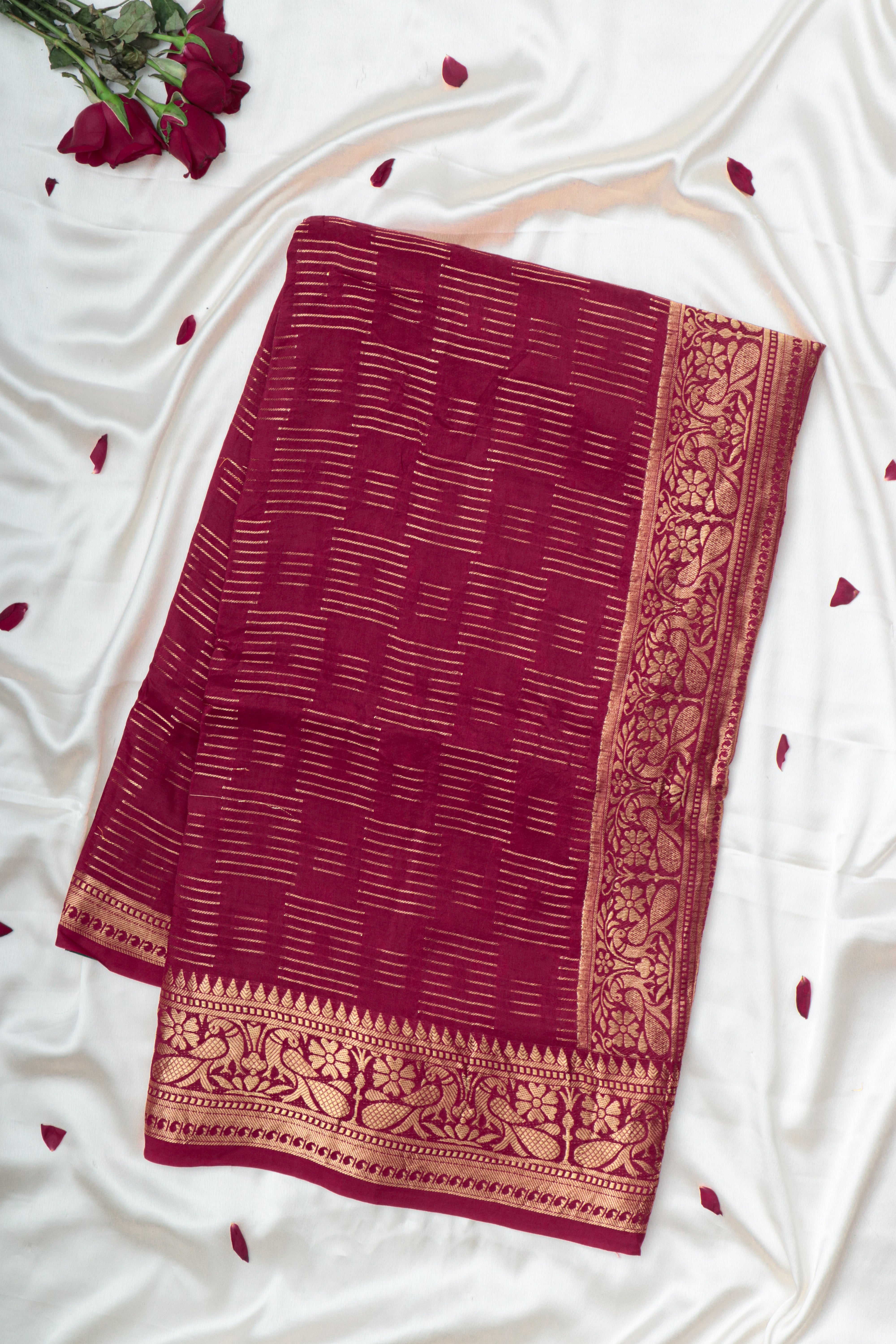 RED WITH BOTTLE GREEN - DOLA SILK