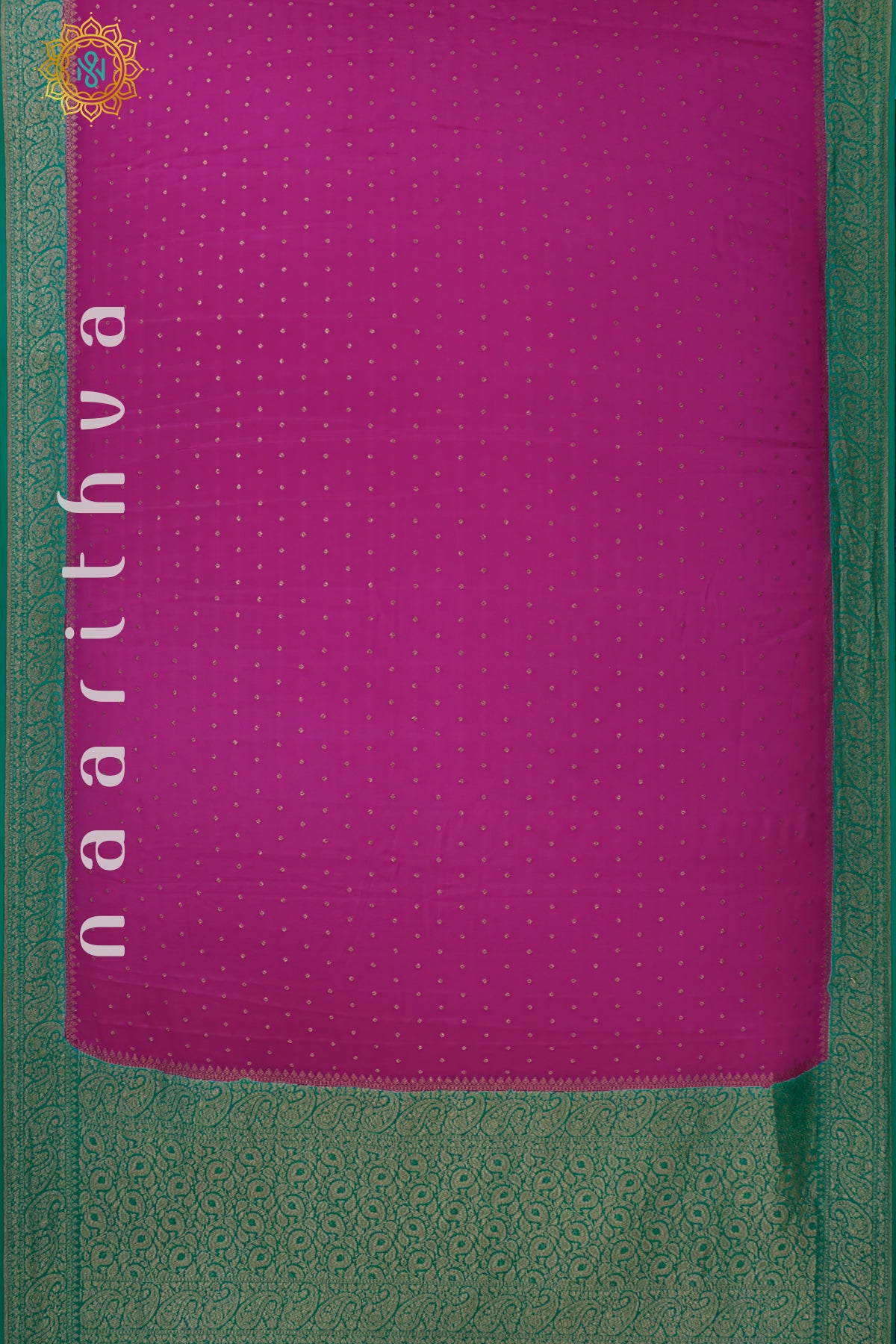 PINK WITH GREEN - PURE BANARASI CREPE SILK