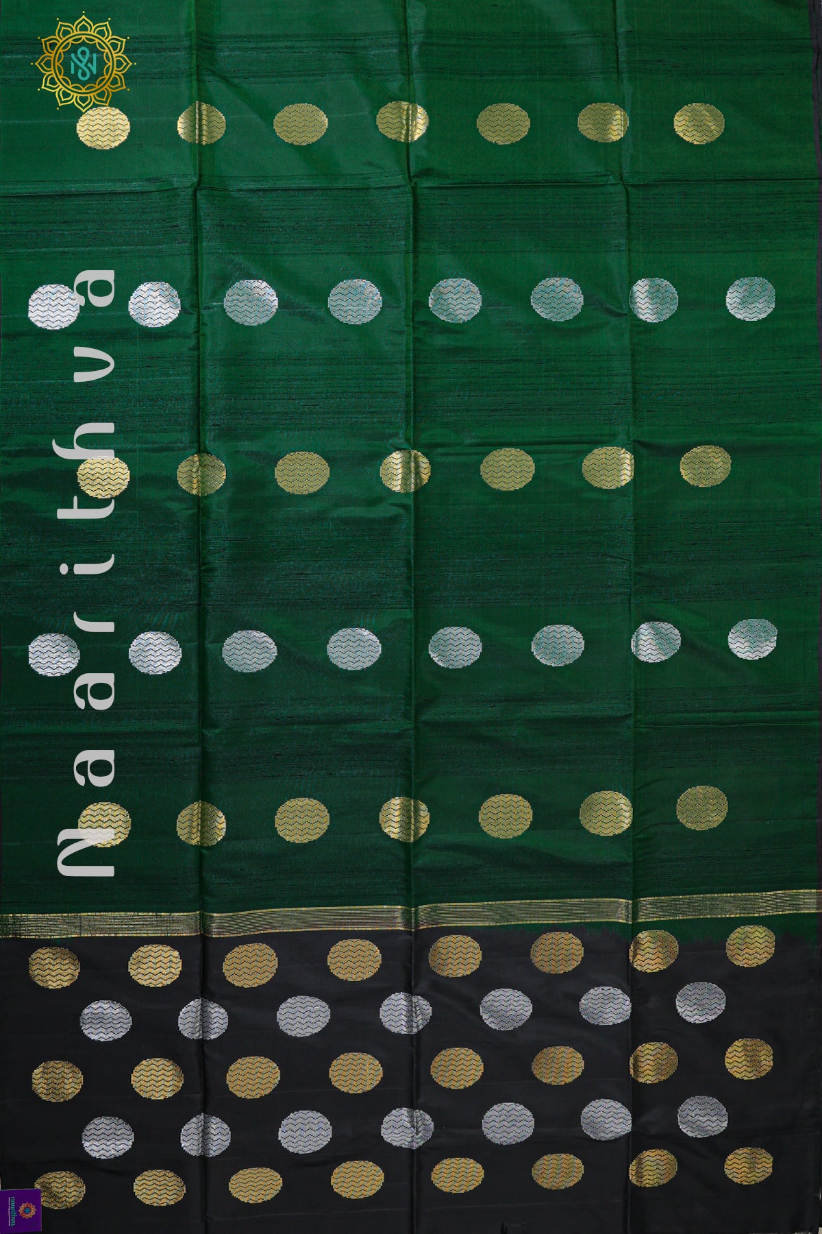 GREEN WITH BLACK - PURE KANJIVARAM SOFT SILK