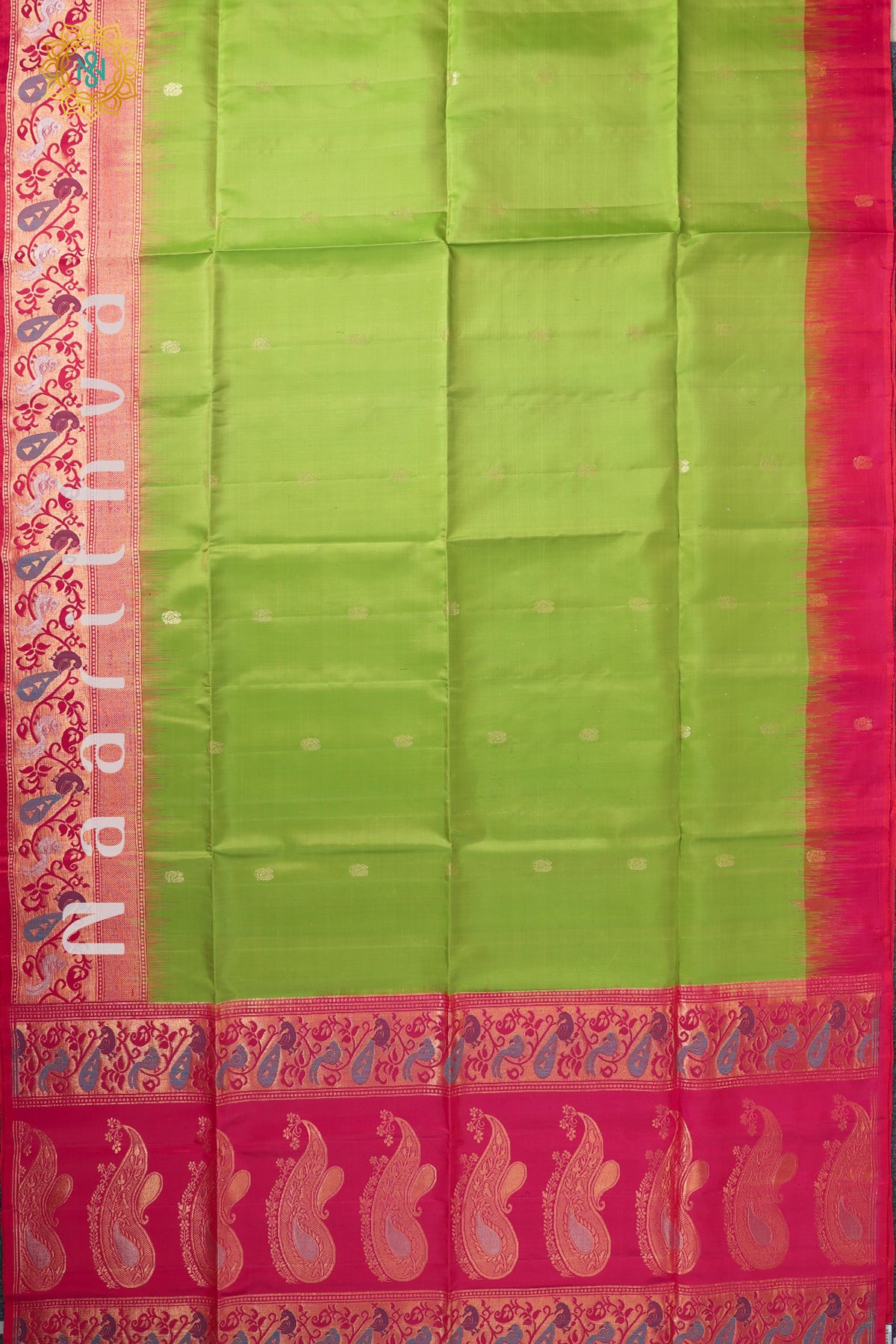 GREEN WITH PINK - PURE KANJIVARAM SOFT SILK