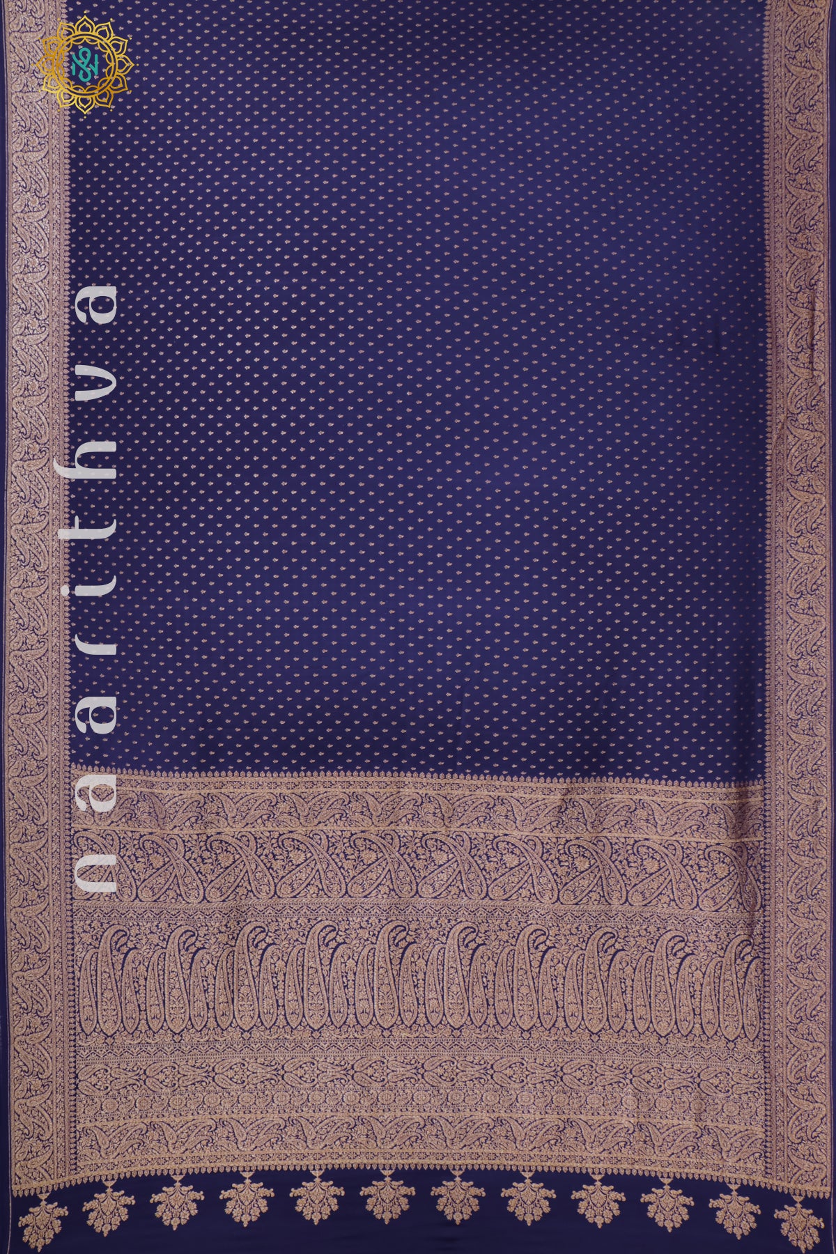 NAVY BLUE - PURE BANARASI CREPE SILK