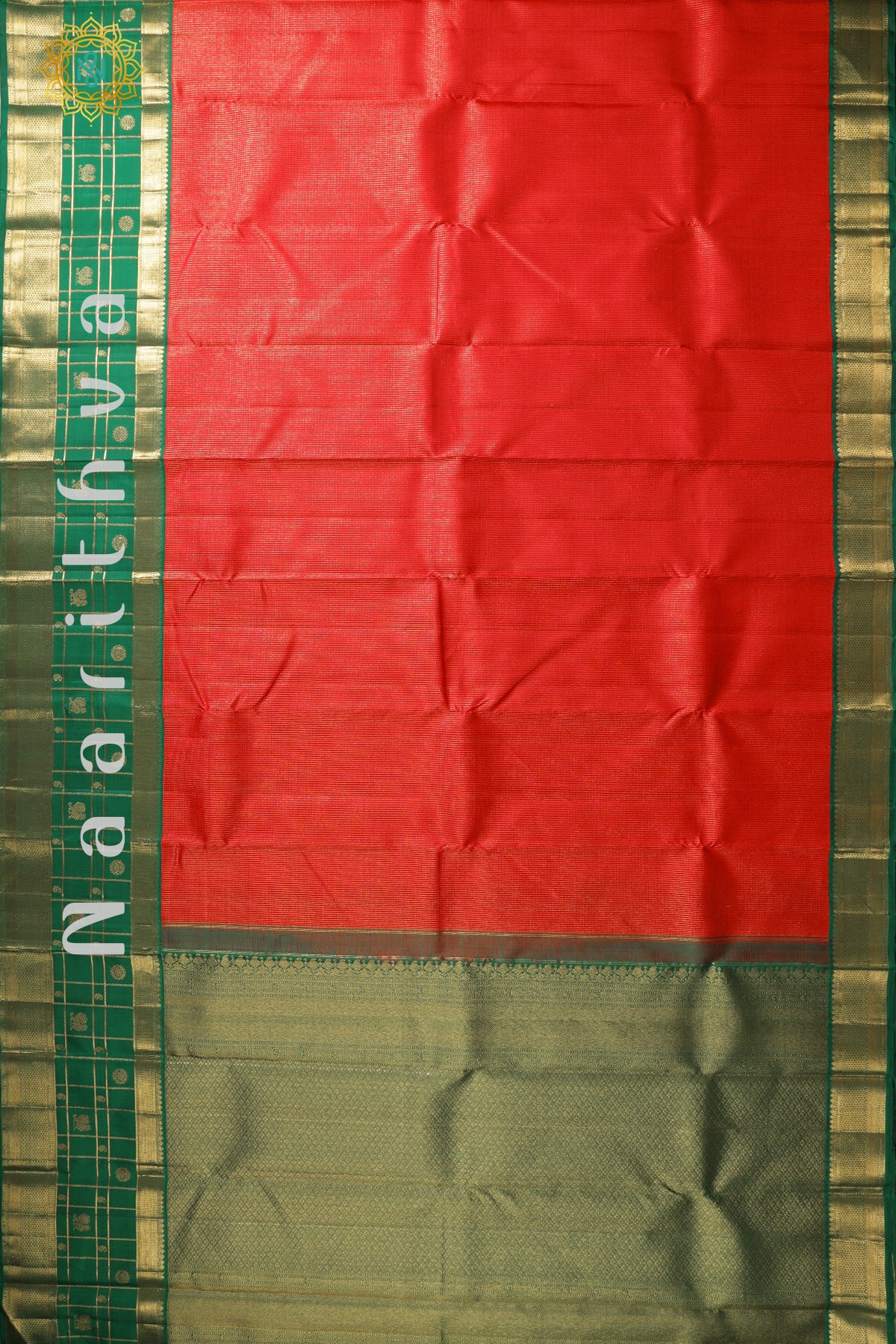 RED WITH GREEN - PURE KANJIVARAM SILK WITH PURE ZARI