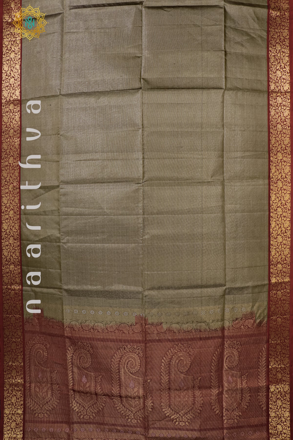 GREY WITH MAROON - PURE KANJIVARAM SOFT SILK