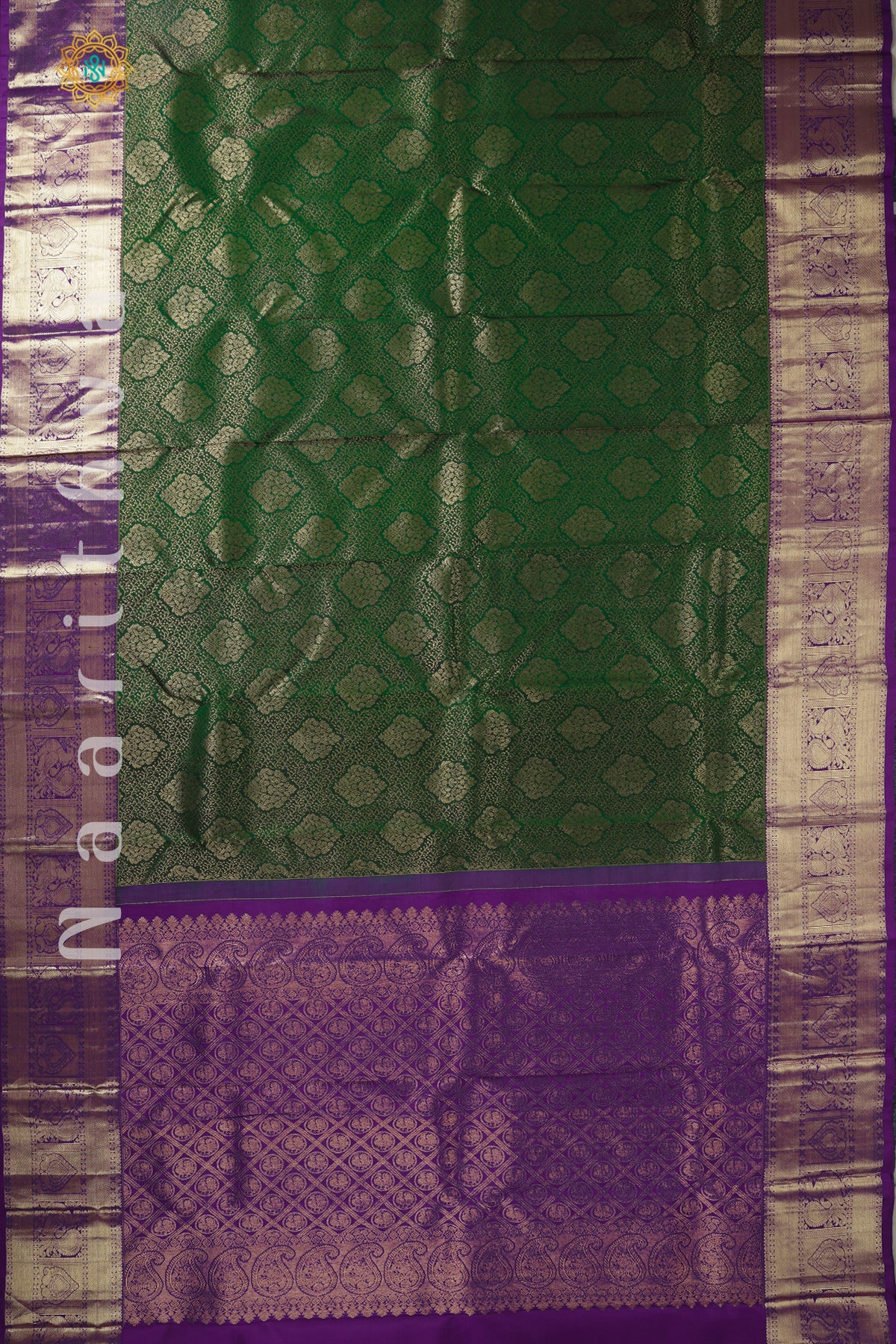 GREEN WITH PURPLE - PURE KANJIVARAM SILK