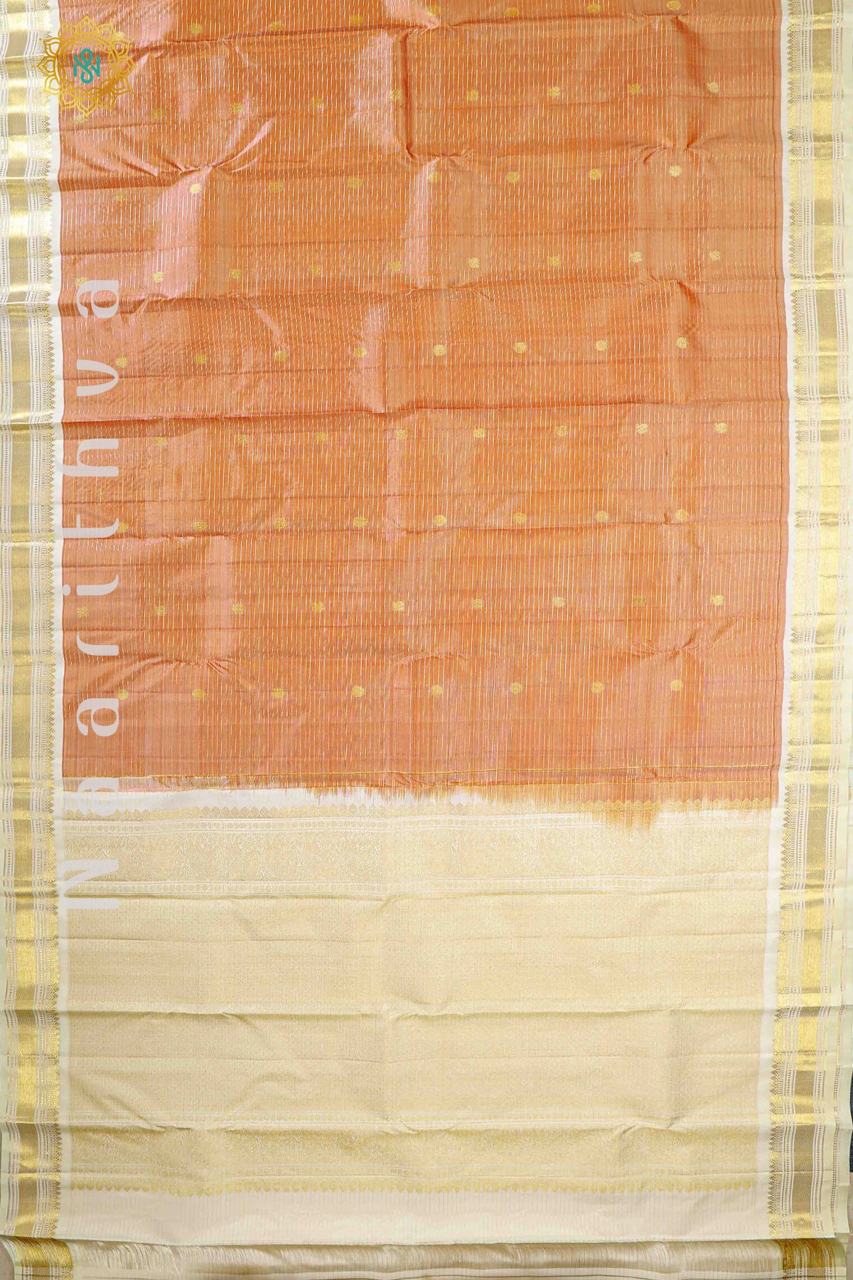 LIGHT ORANGE WITH CREAM - PURE KANJIVARAM SILK