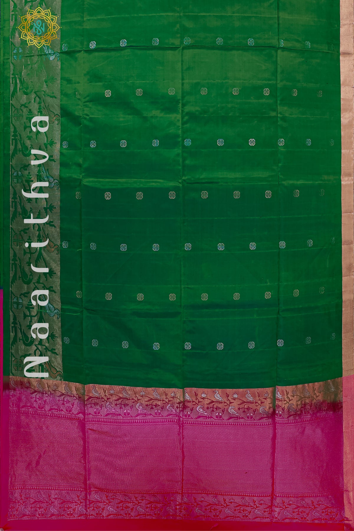 GREEN WITH PINK - PURE KANJIVARAM SOFT SILK