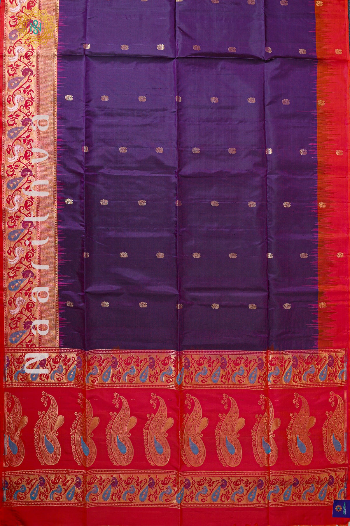 DEEP PURPLE WITH PINK - PURE KANJIVARAM SOFT SILK