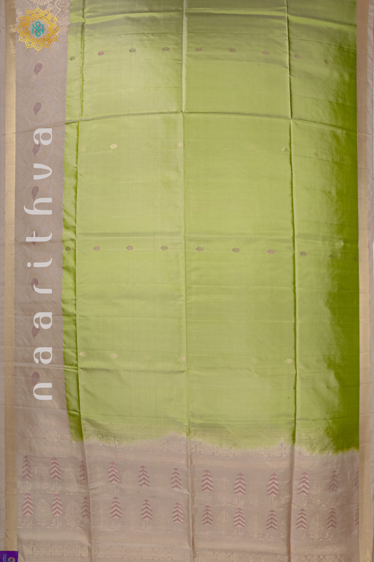 GREEN WITH CREAM - PURE KANJIVARAM SOFT SILK