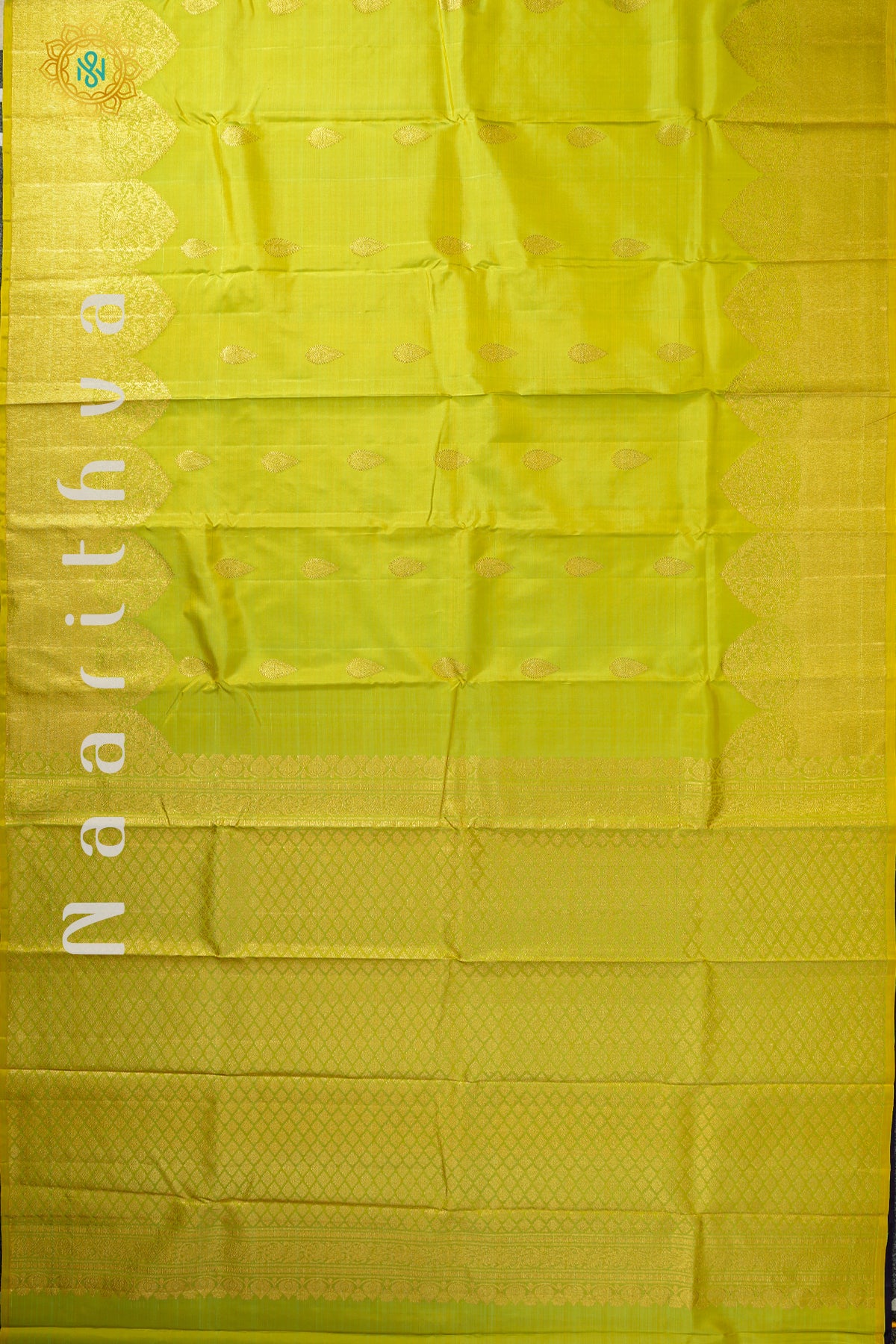 PARROT GREEN WITH BLUE - PURE KANJIVARAM SILK