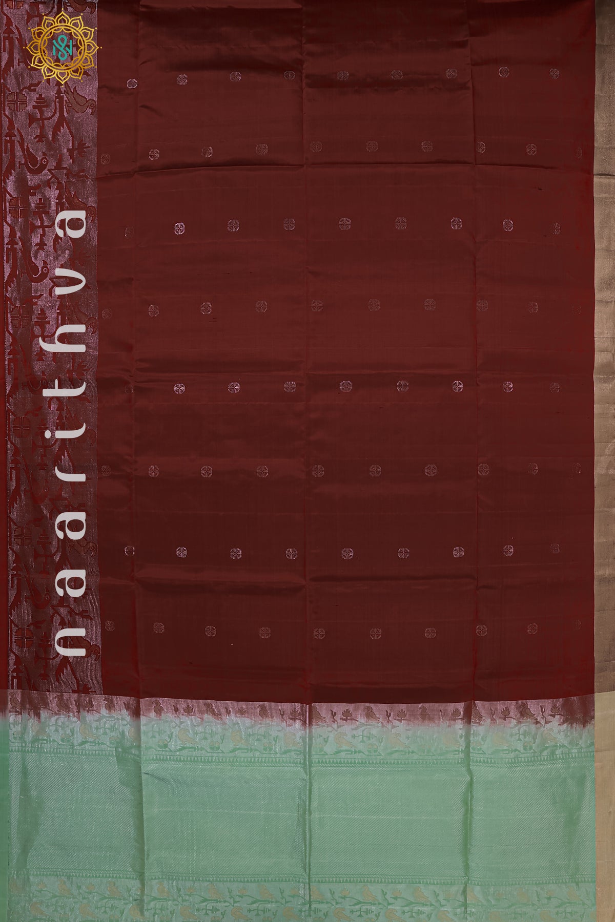 BROWN WITH PISTA GREEN - PURE KANJIVARAM SOFT SILK