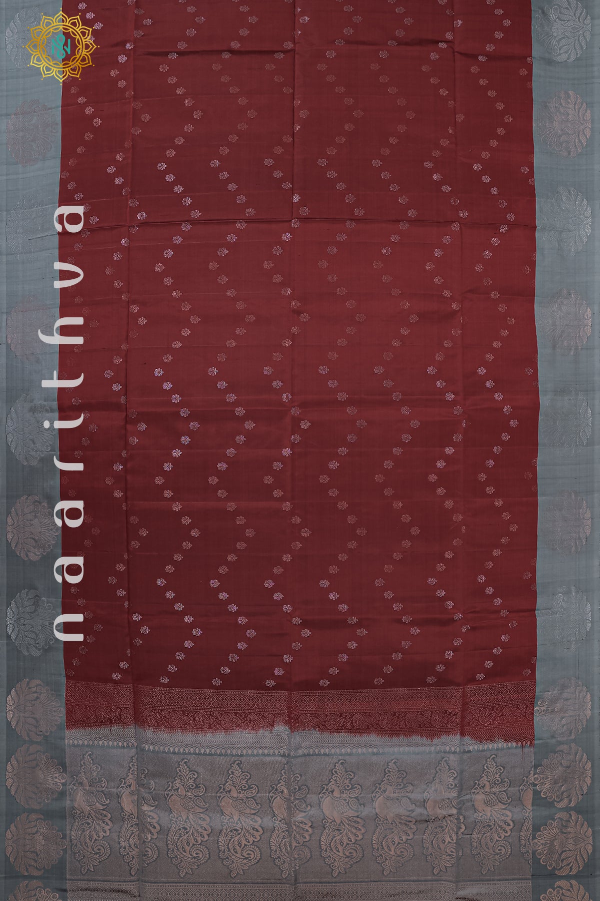 MAROON WITH GREY - PURE KANJIVARAM SOFT SILK