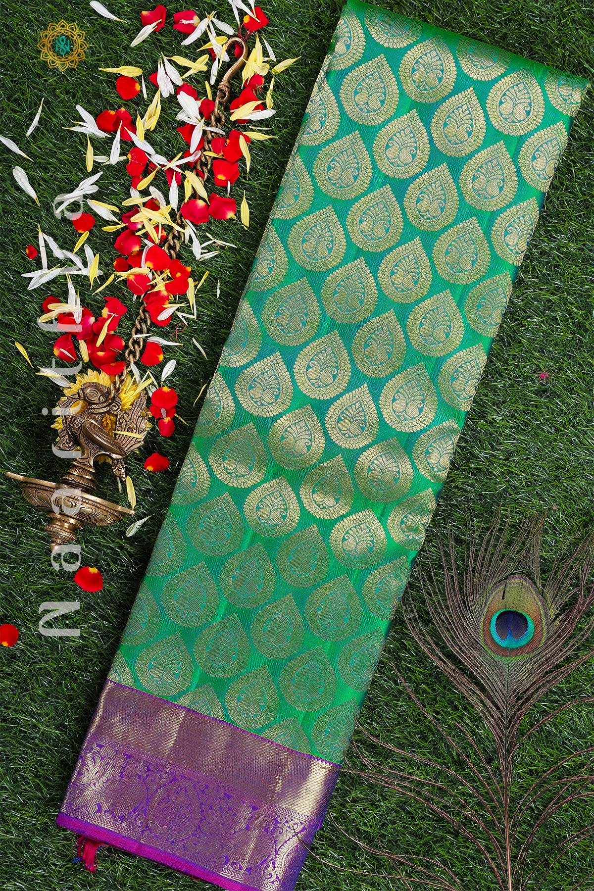GREEN WITH PURPLE - PURE KANJIVARAM SILK