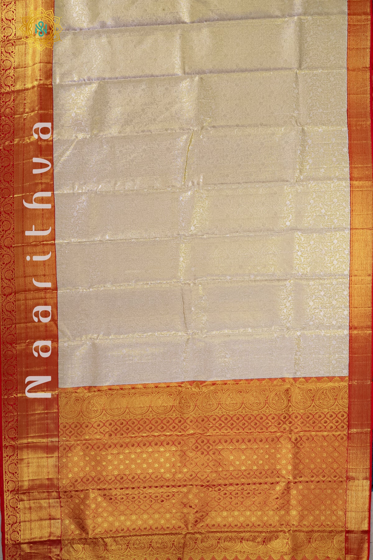 GOLD TISSUE WITH RED - PURE KANJIVARAM SILK