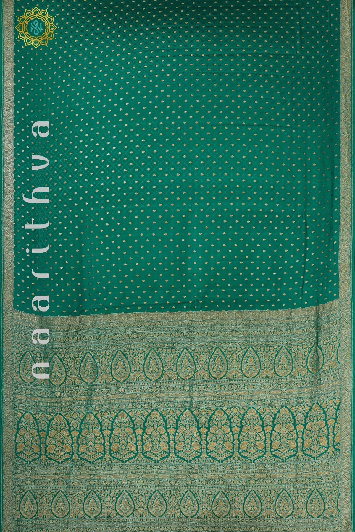 GREEN WITH PINK - PURE BANARASI CREPE SILK