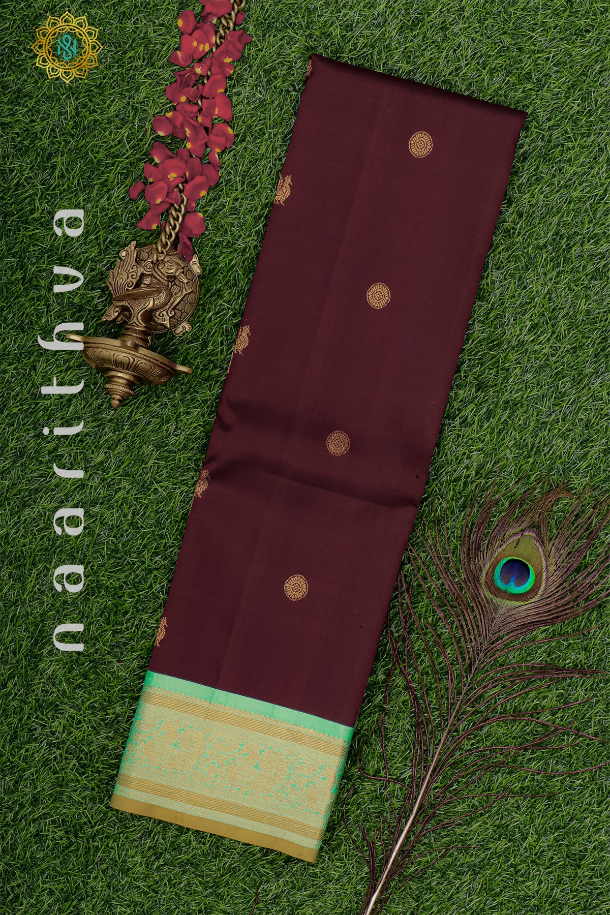 MAROON WITH AQUA GREEN - PURE KANJIVARAM SILK