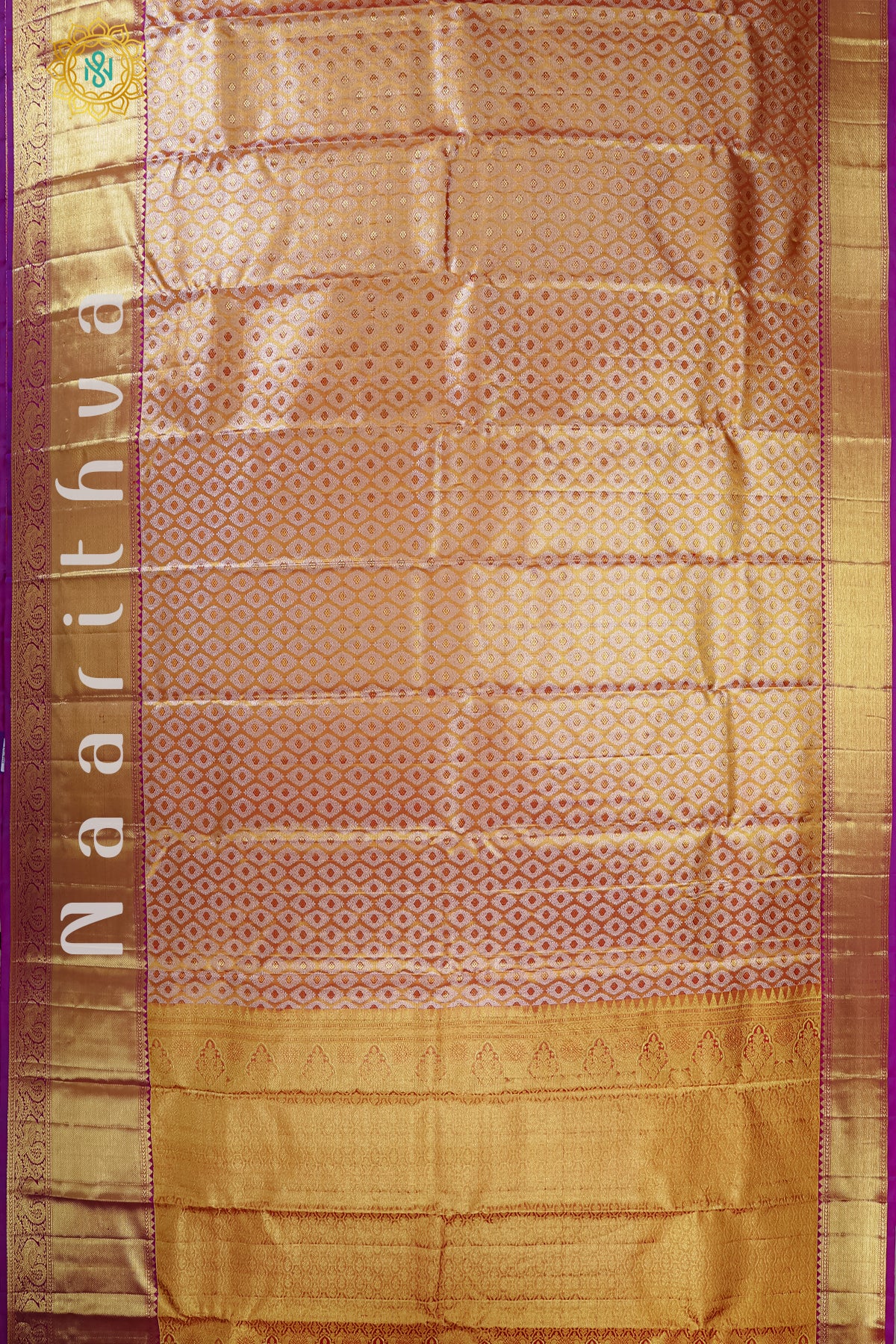 GOLD TISSUE WITH PURPLE - PURE KANJIVARAM SILK