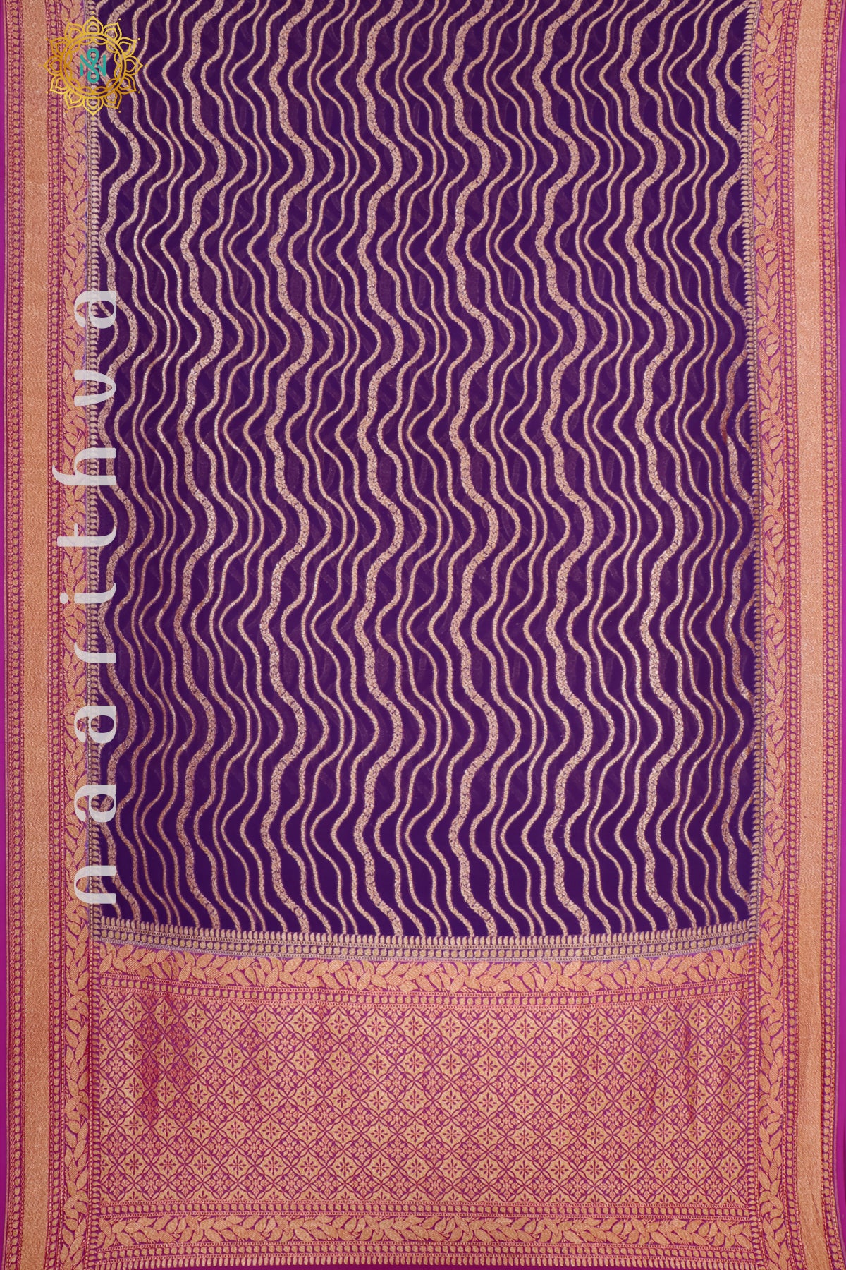 PURPLE WITH PINK - PURE HANDLOOM KHADDI GEORGETTE BANARAS