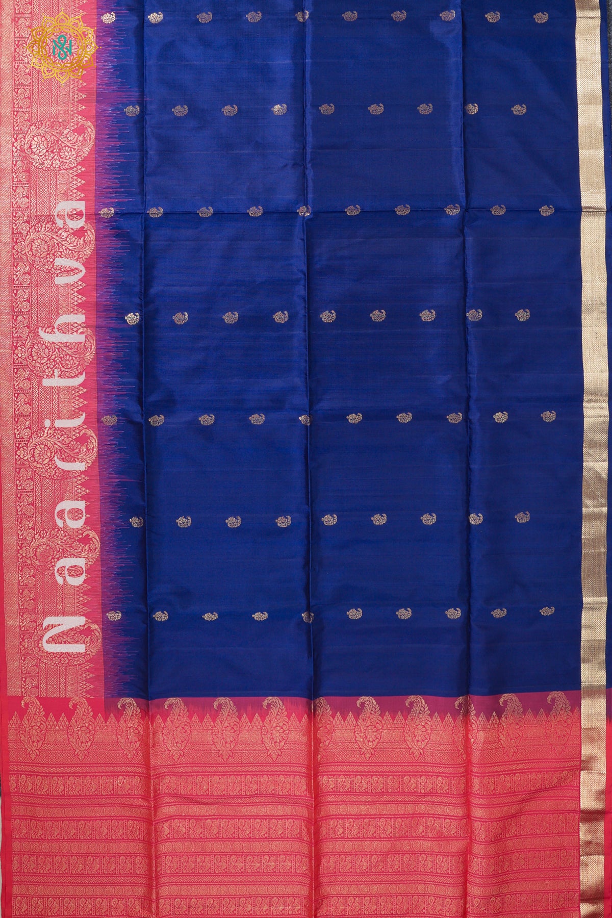 BLUE WITH PINK - PURE KANJIVARAM SOFT SILK