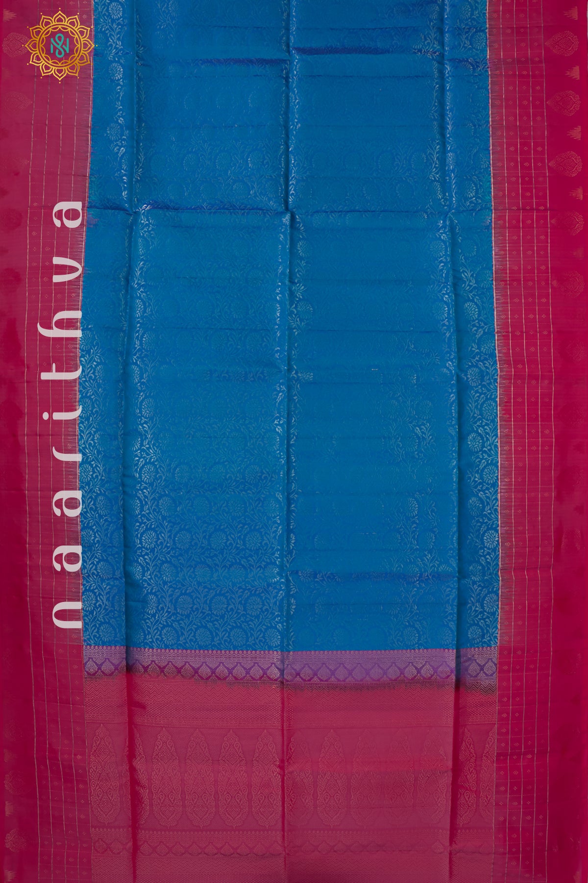 BLUE WITH DUAL SHADE OF PINK - PURE KANJIVARAM SOFT SILK