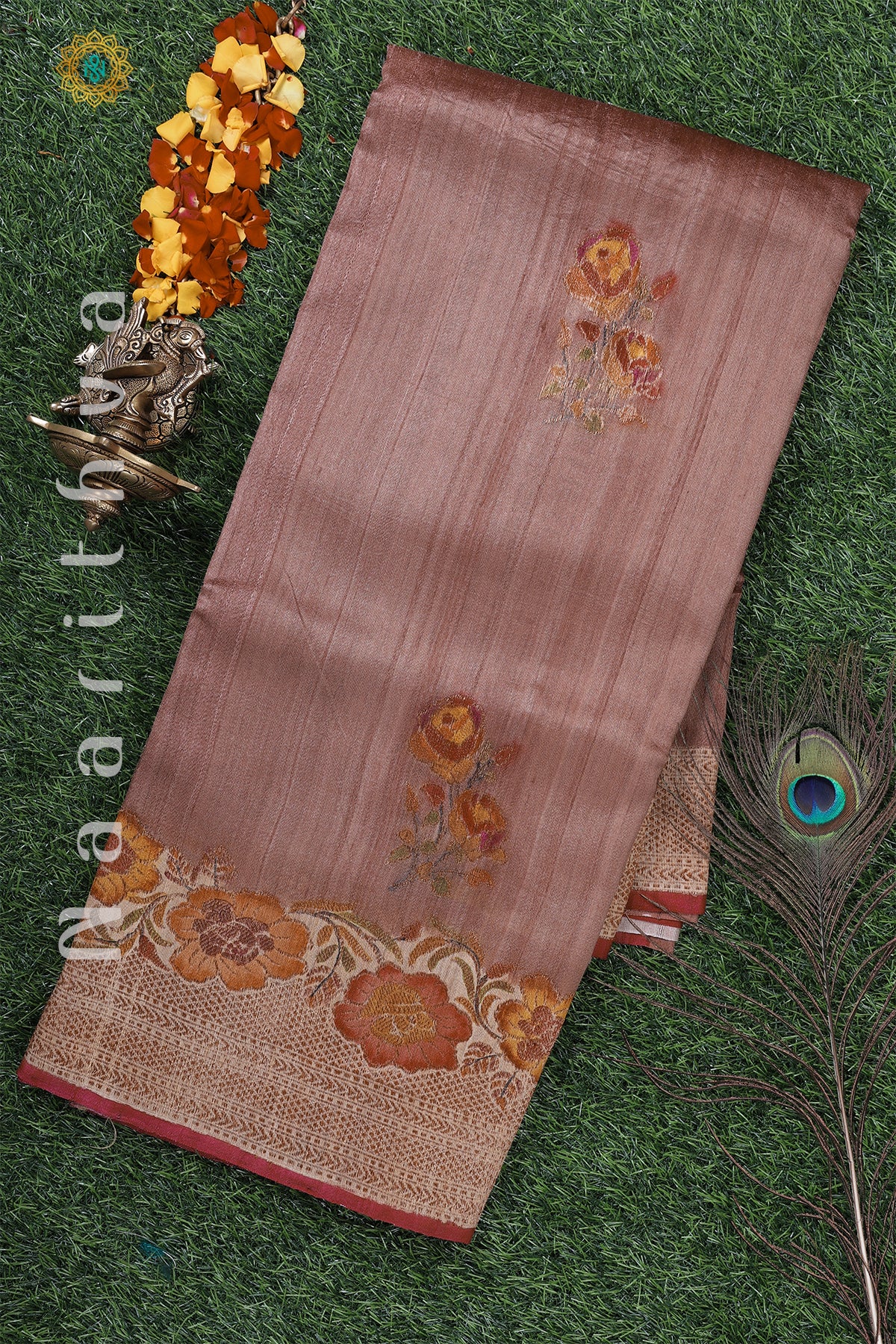 MAUVE - PURE HANDLOOM TUSSAR SILK