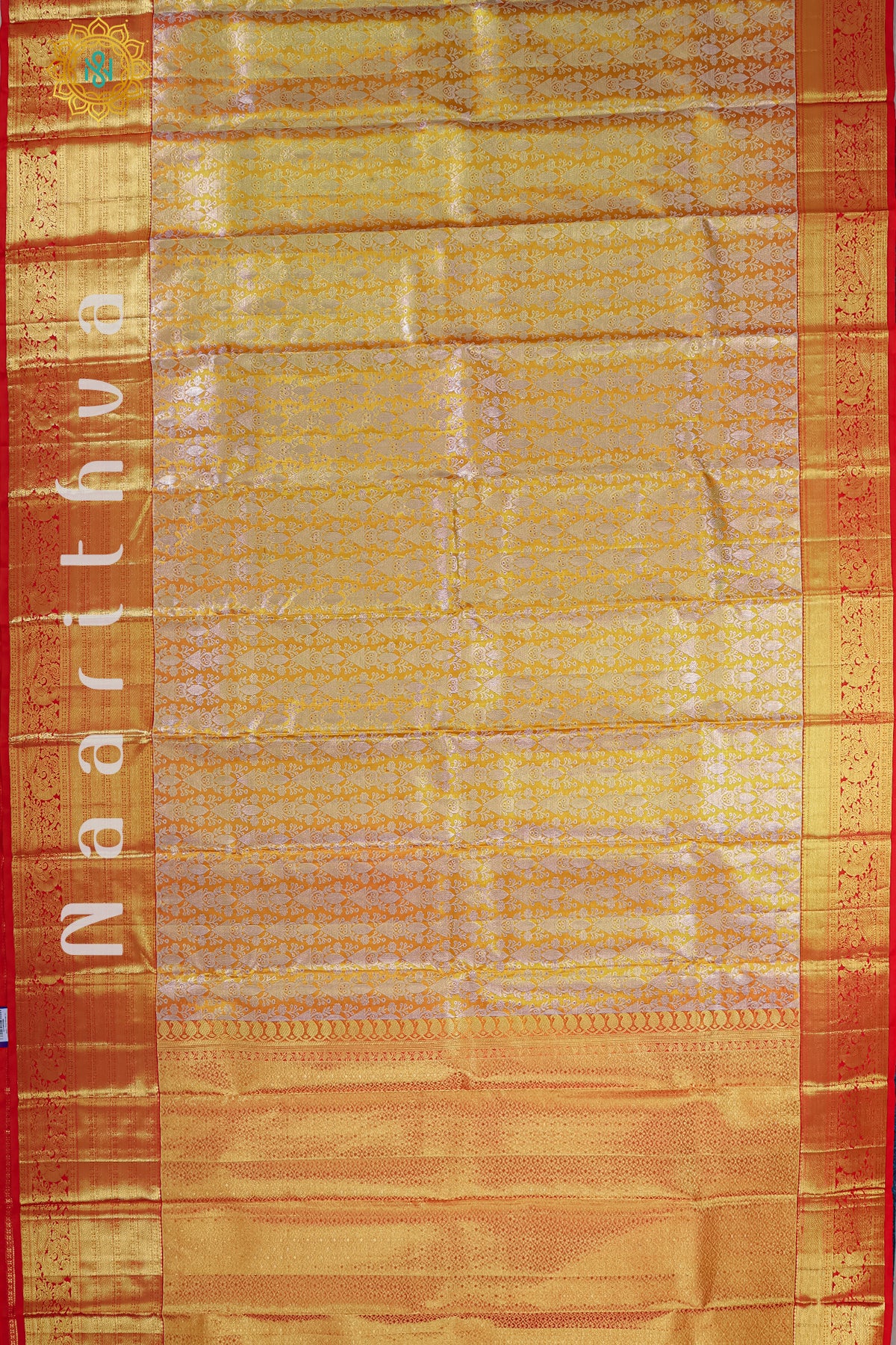 GOLD TISSUE WITH RED - PURE KANJIVARAM SILK