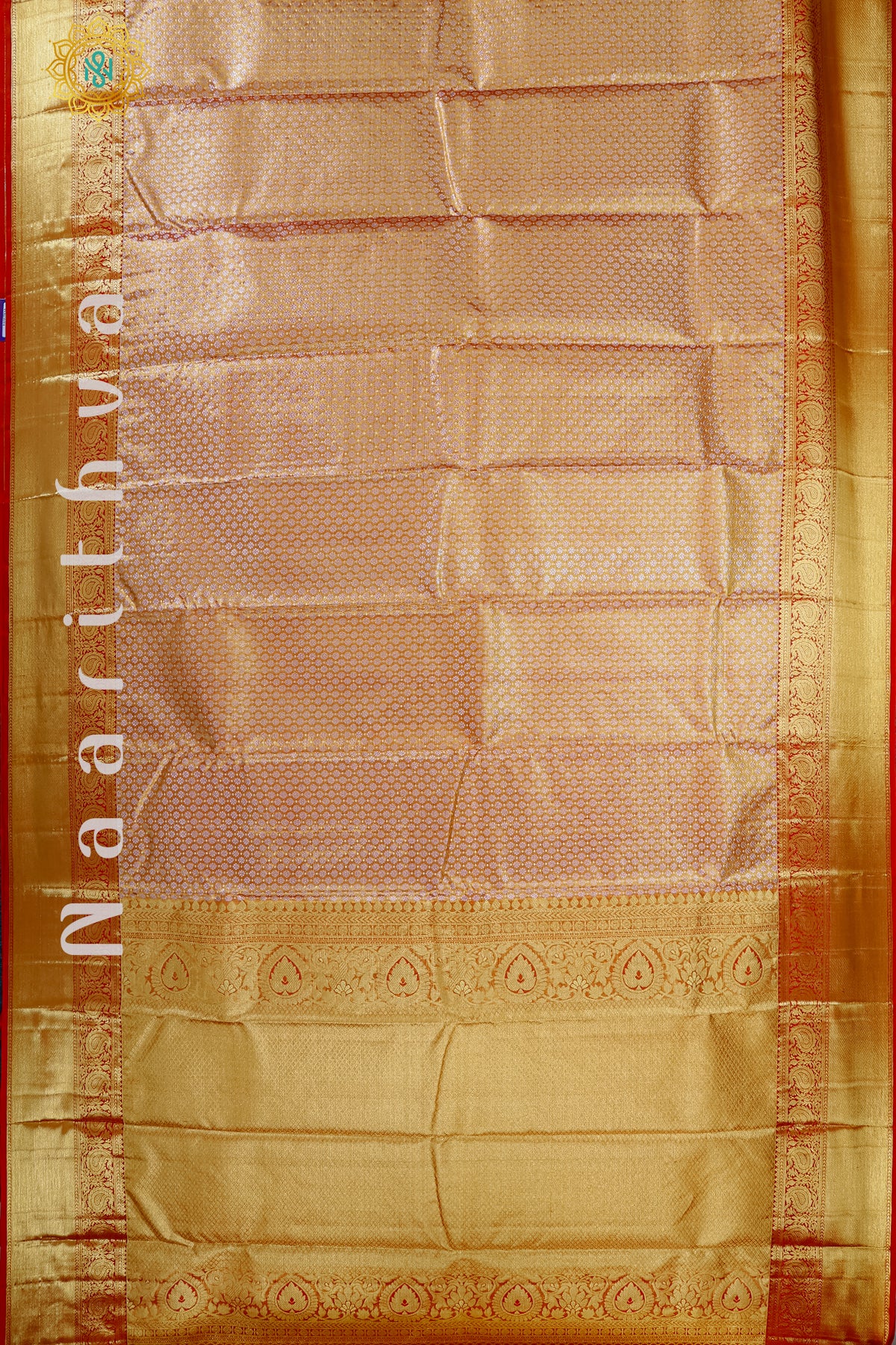 GOLD TISSUE WITH RED - PURE KANJIVARAM SILK