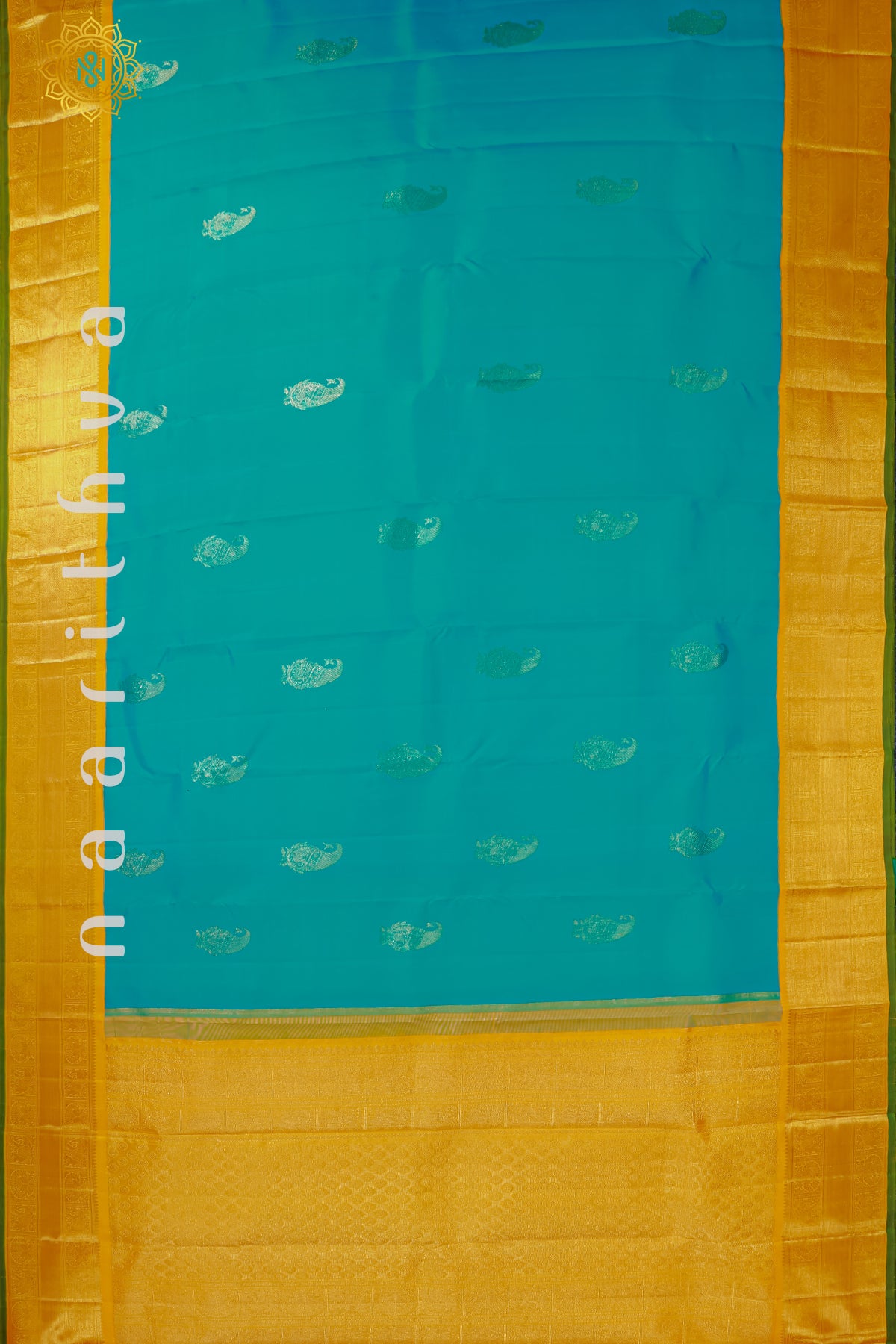 SKY BLUE WITH YELLOW - PURE KANJIVARAM SILK