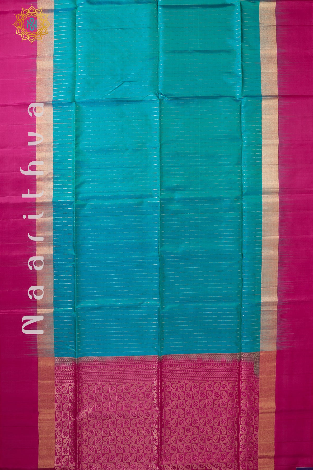 PEACOCK GREEN WITH PINK - PURE KANJIVARAM SOFT SILK