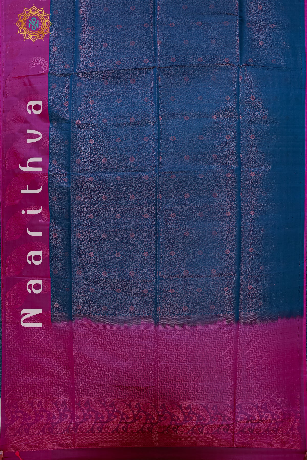 NAVY BLUE WITH MAGENTA - PURE KANJIVARAM SOFT SILK