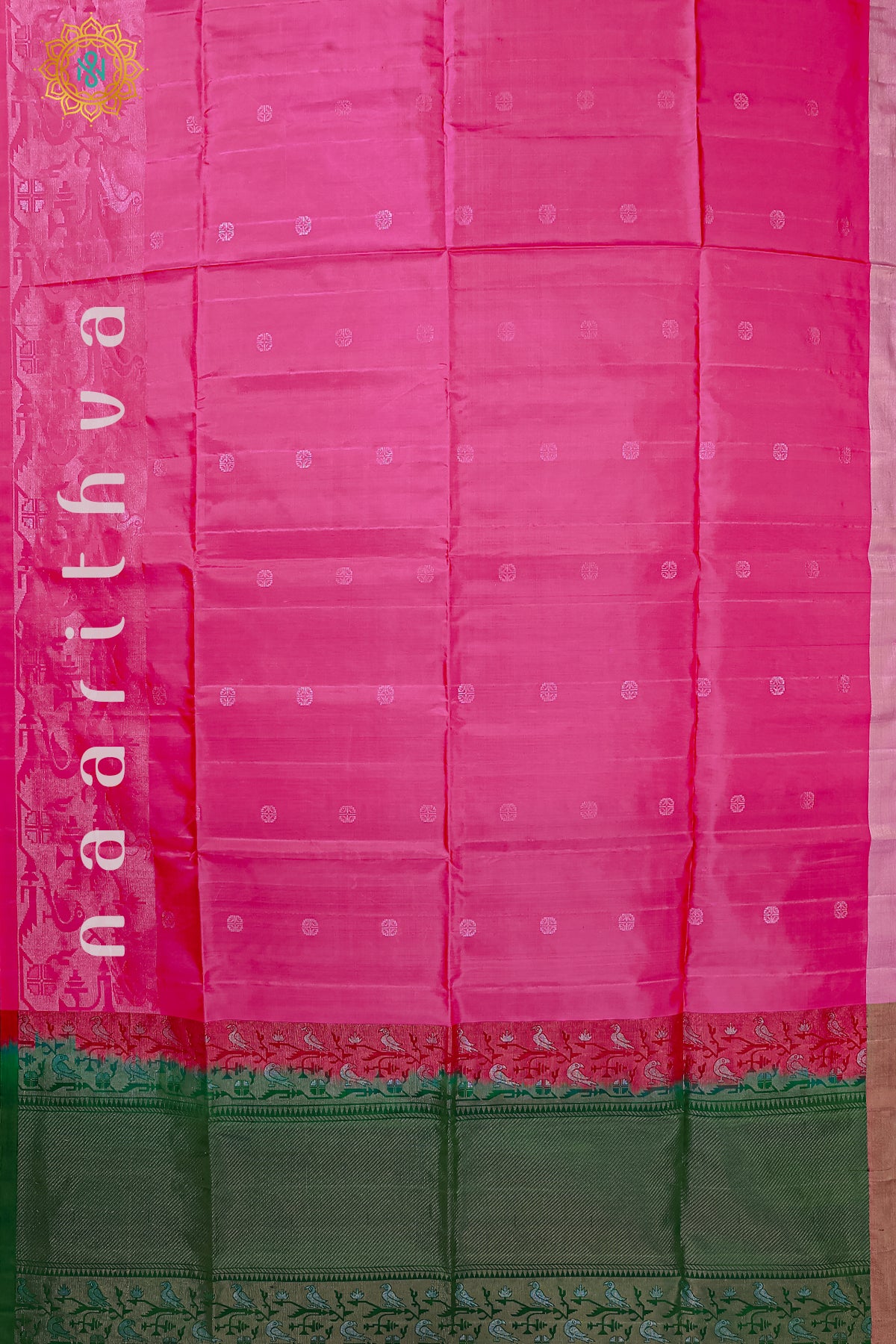 PINK WITH GREEN - PURE KANJIVARAM SOFT SILK