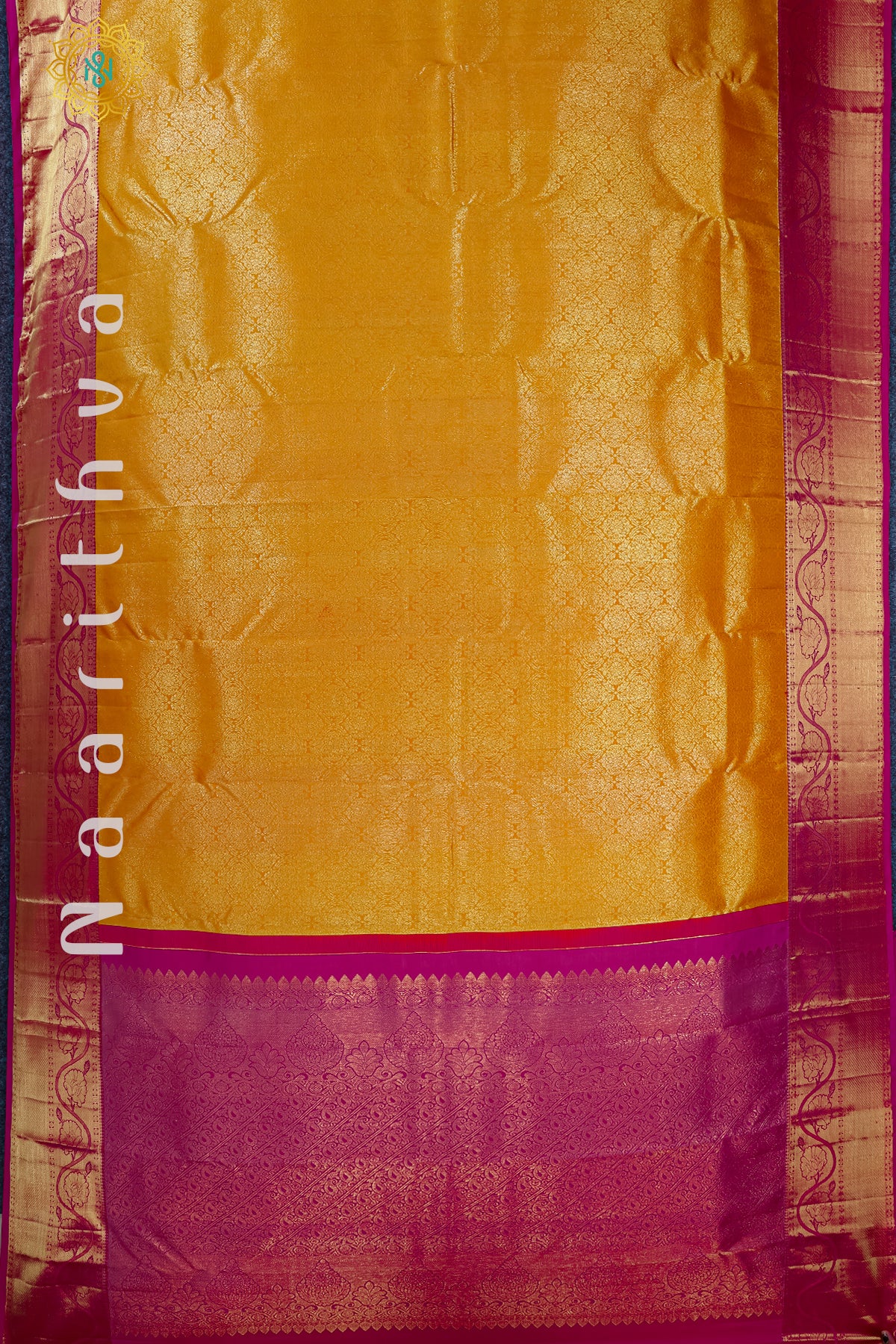 YELLOW WITH PINK - PURE KANJIVARAM SILK