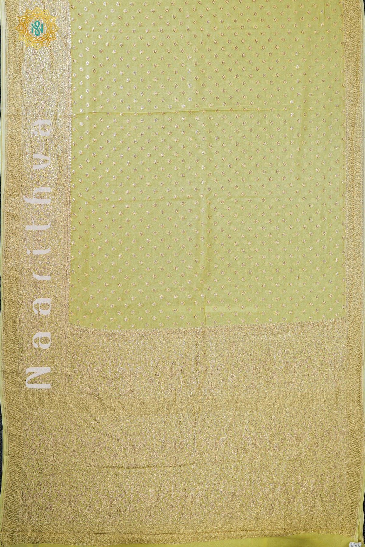 LIGHT YELLOW - PURE HANDLOOM KHADDI GEORGETTE BANARAS