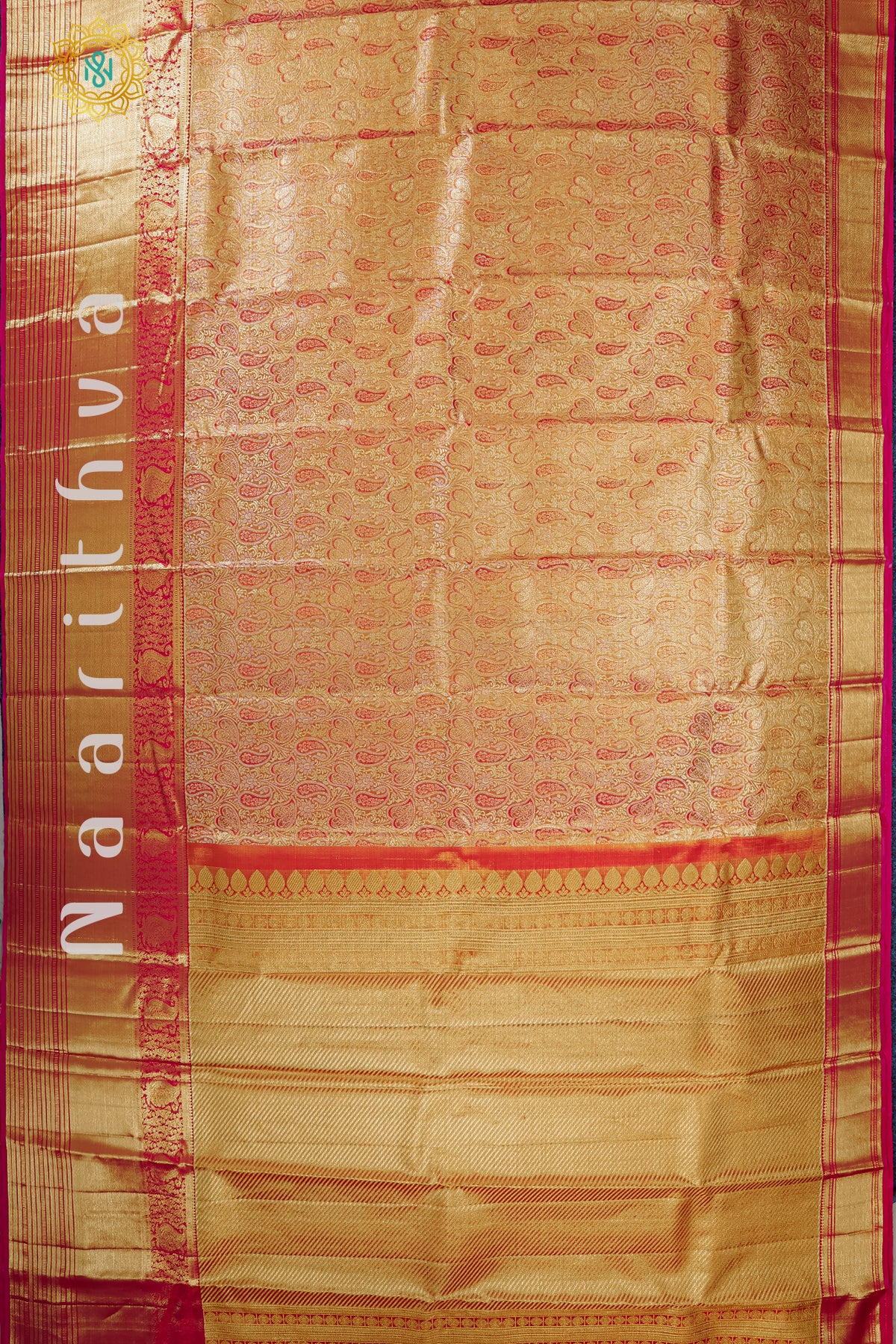 GOLD TISSUE WITH PINK - PURE KANJIVARAM SILK