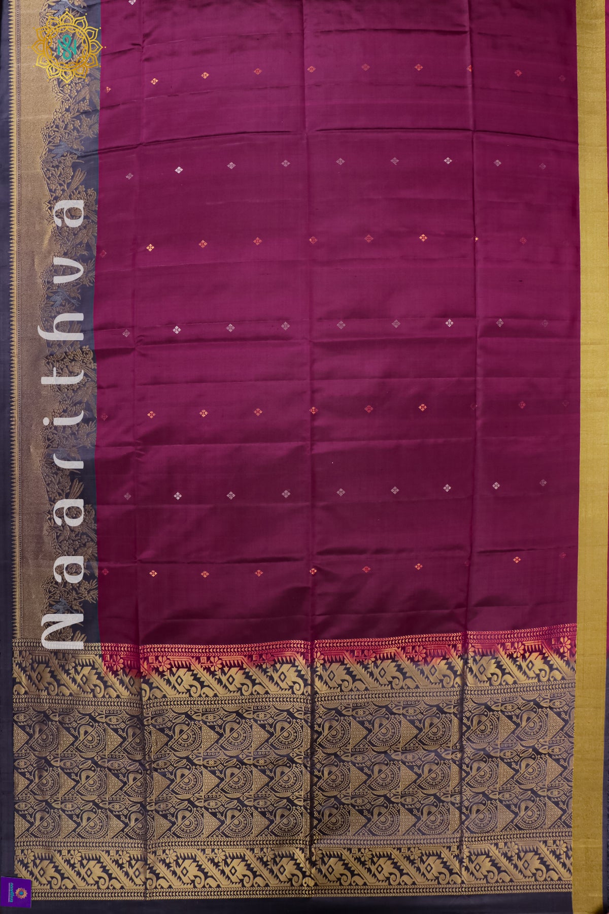 MAGENTA WITH GREY - PURE KANJIVARAM SOFT SILK