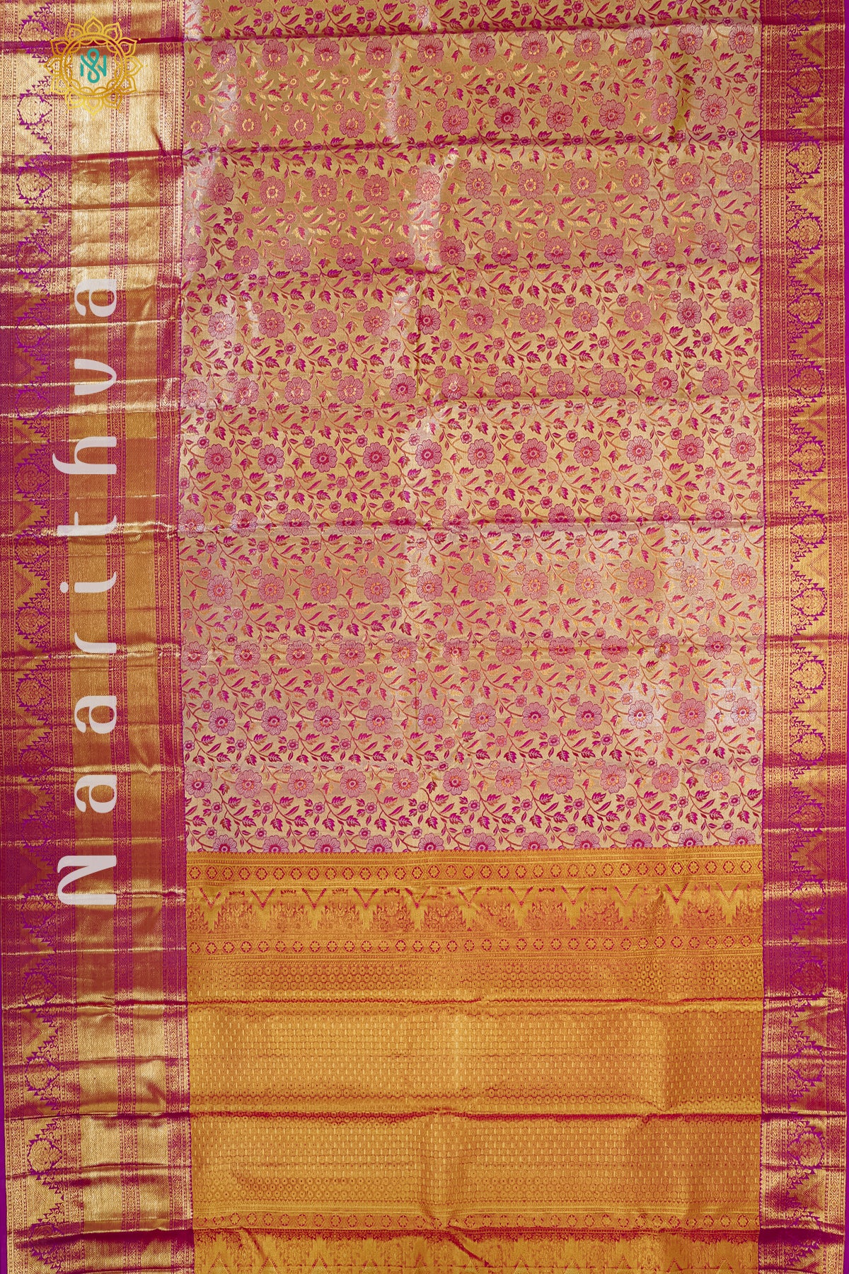 GOLD TISSUE WITH MAGENTA - PURE KANJIVARAM SILK