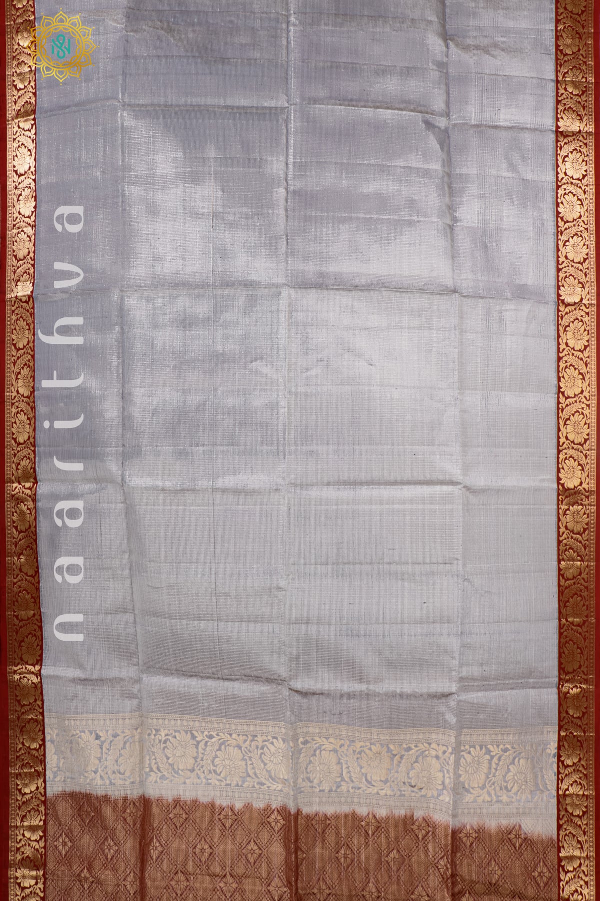 GREY WITH MAROON - PURE KANJIVARAM SOFT SILK