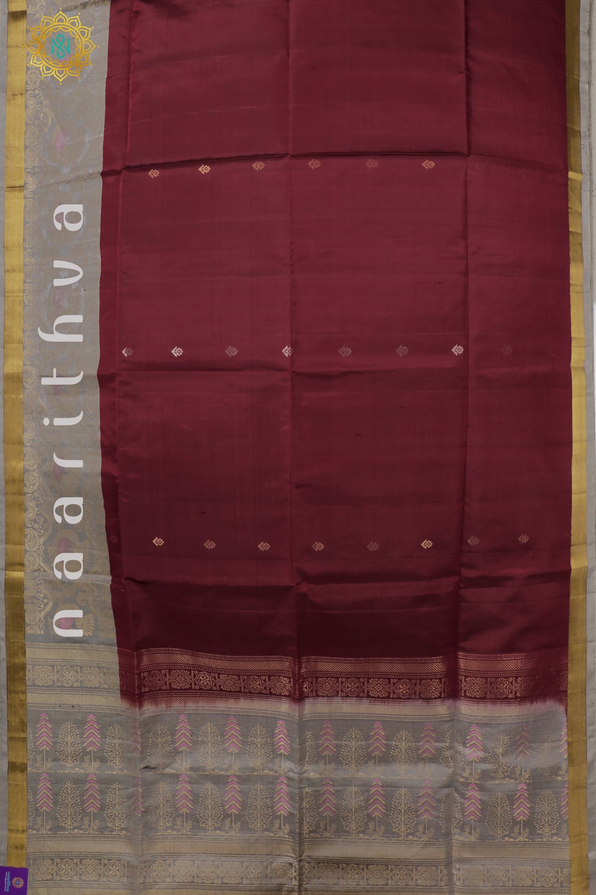 MAROON WITH GREY - PURE KANJIVARAM SOFT SILK